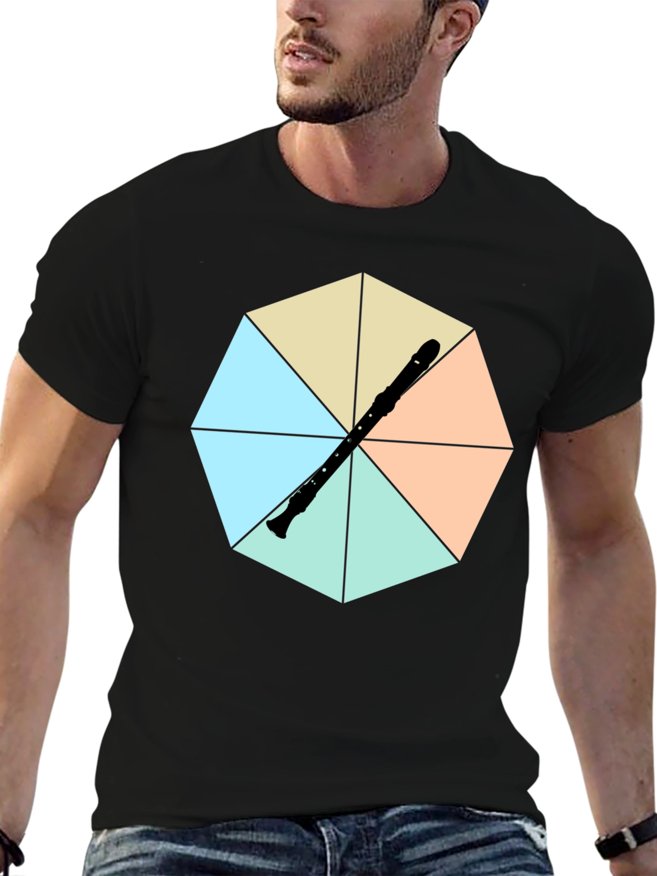 Black Recorders Hexagon T-Shirt view 6