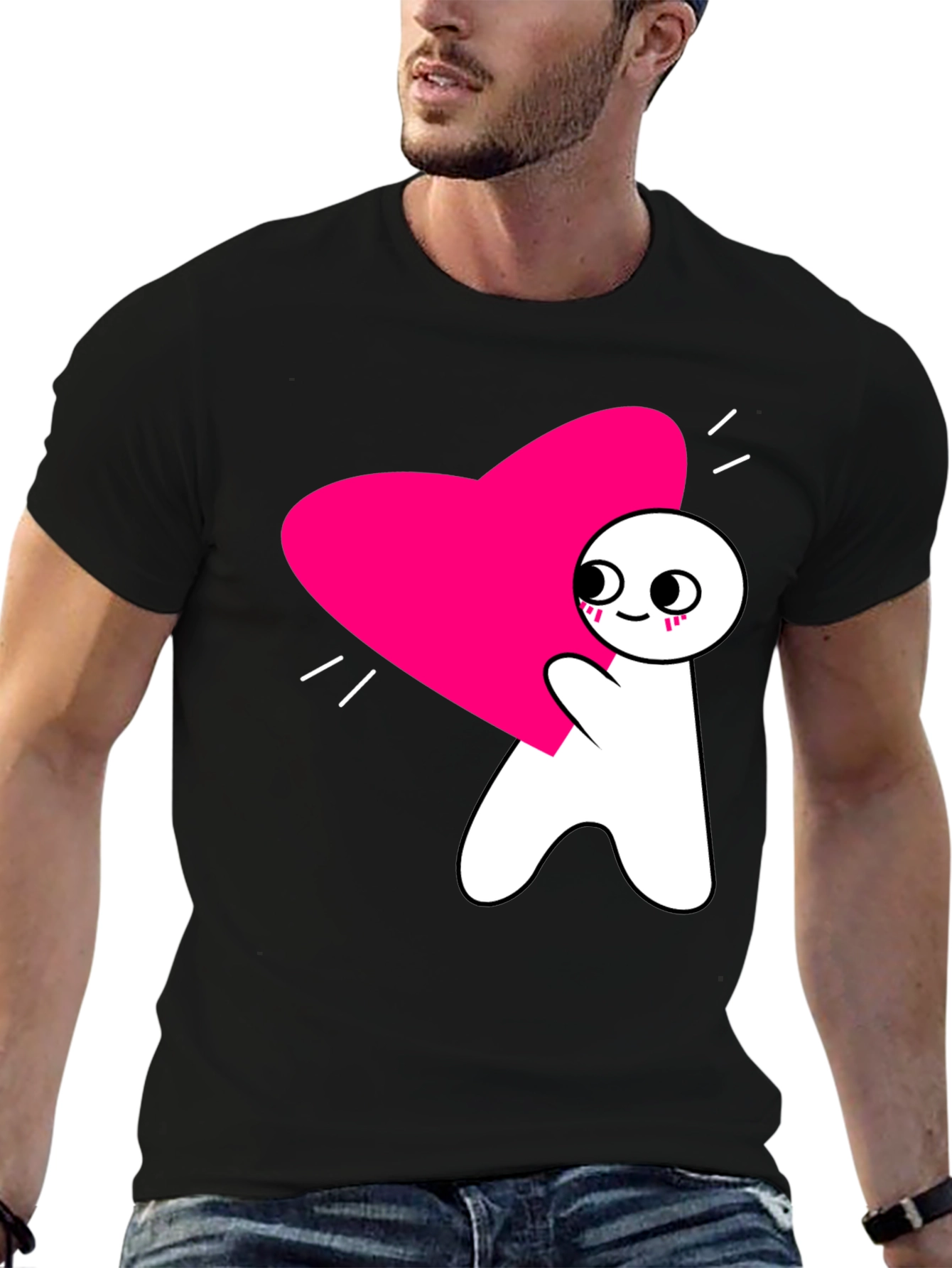 Black Heart Hug T-Shirt - Graphic Tee view 6