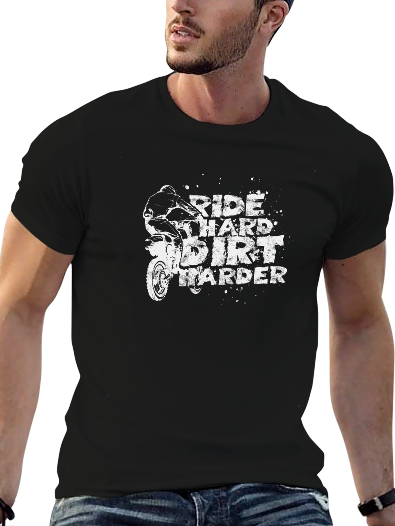 Black Ride Hard Dirt Harder Black T-Shirt view 6