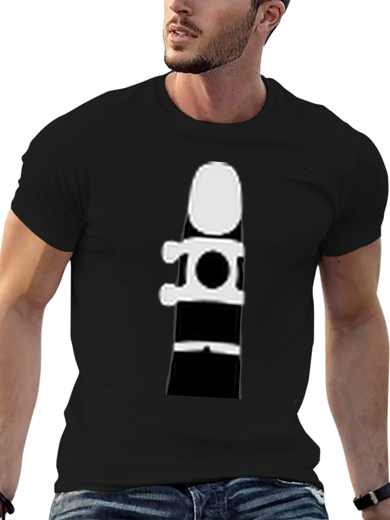 Black Clarinet Silhouette Graphic Tee - Black Cotton T-Shirt view 6