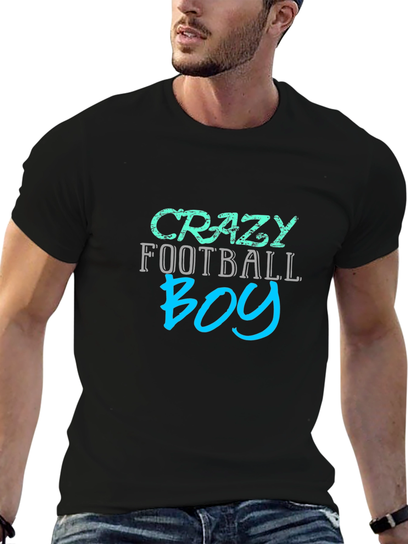 Black Crazy Football Boy Graphic Tee view 6