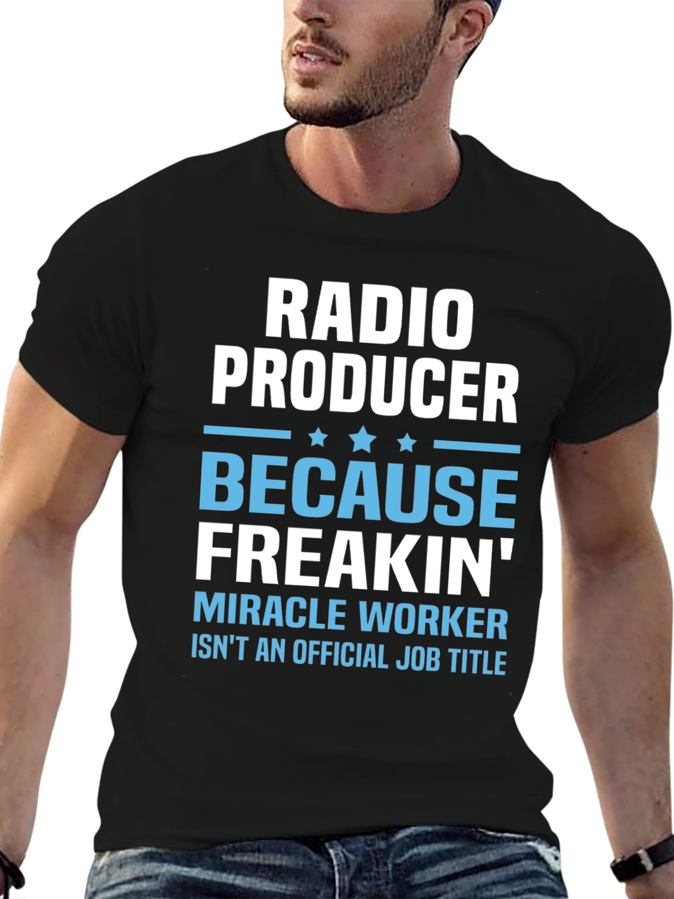 Black Radio Producer Funny Job Title T-Shirt view 6