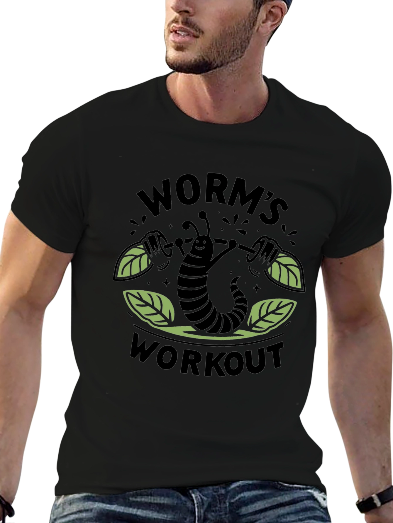 Black Worm's Workout T-Shirt - Black Cotton Tee view 6