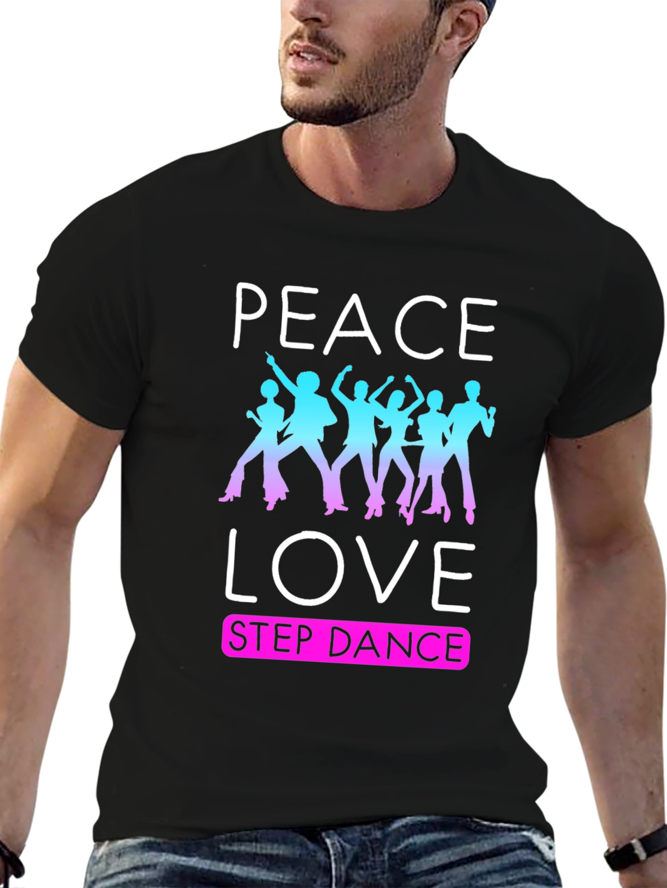 Black Peace Love Step Dance T-Shirt view 6
