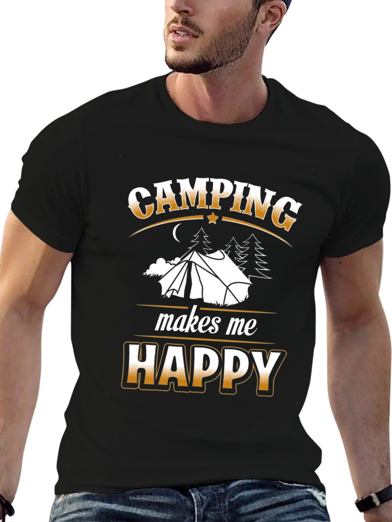 Black Camping Makes Me Happy Graphic T-Shirt view 6