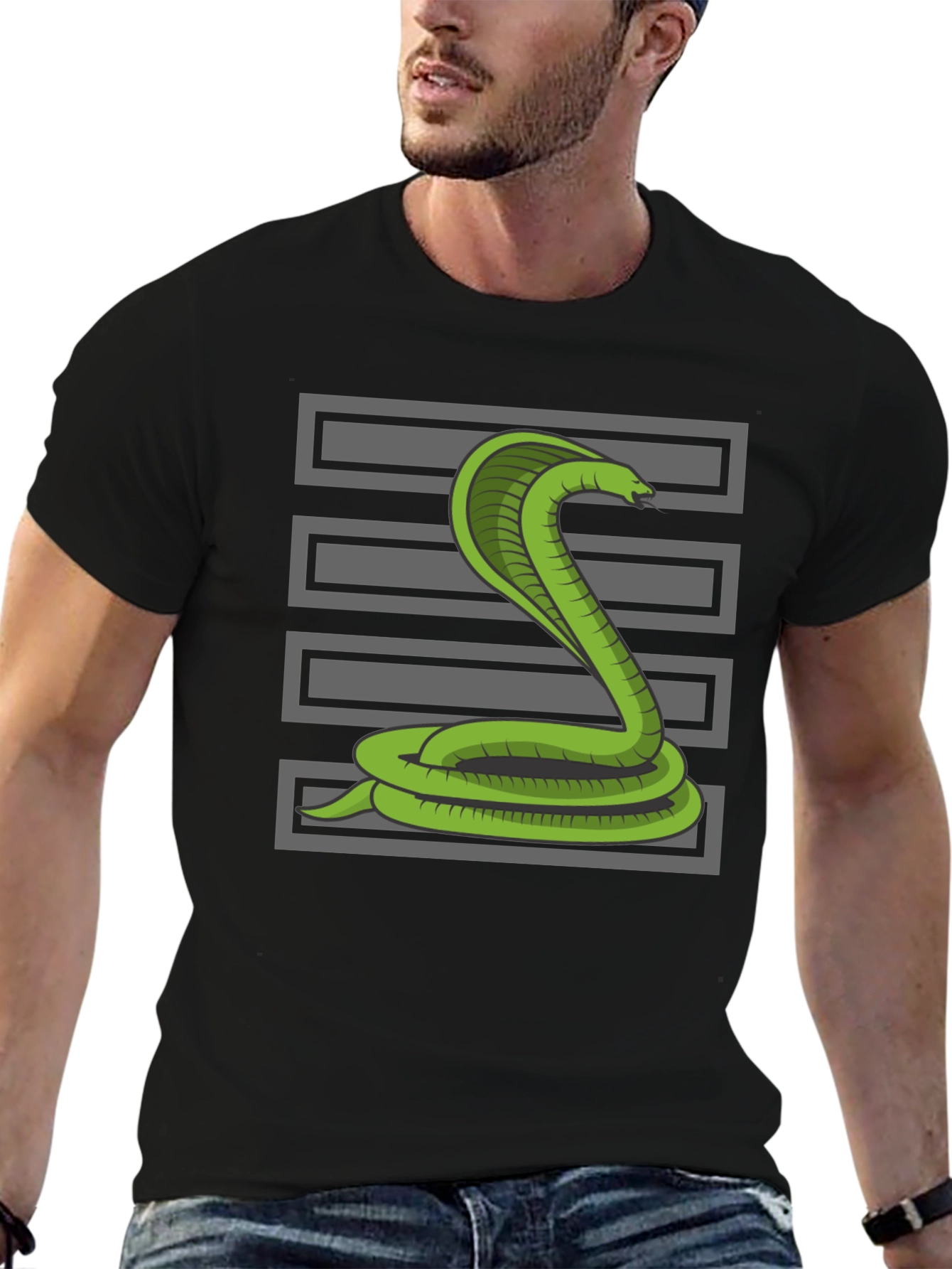 Black Cobra Snake T-Shirt - Graphic Tee for Men view 6