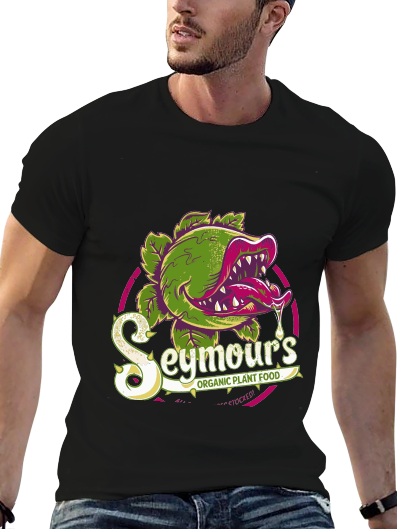 Black Seymour's Organic Plant Food T-Shirt view 6