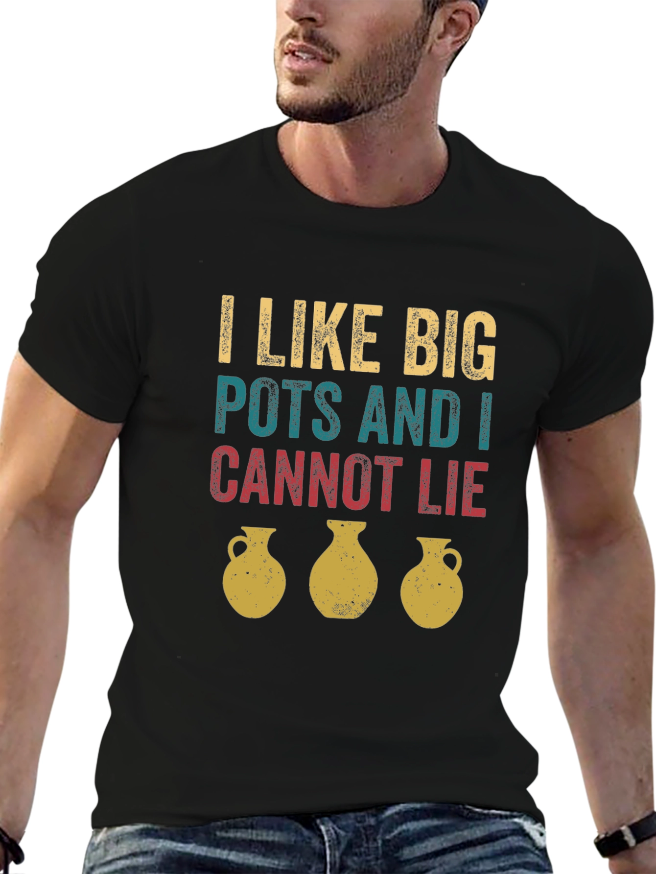 Black I Like Big Pots T-Shirt - Funny Pottery Tee view 6