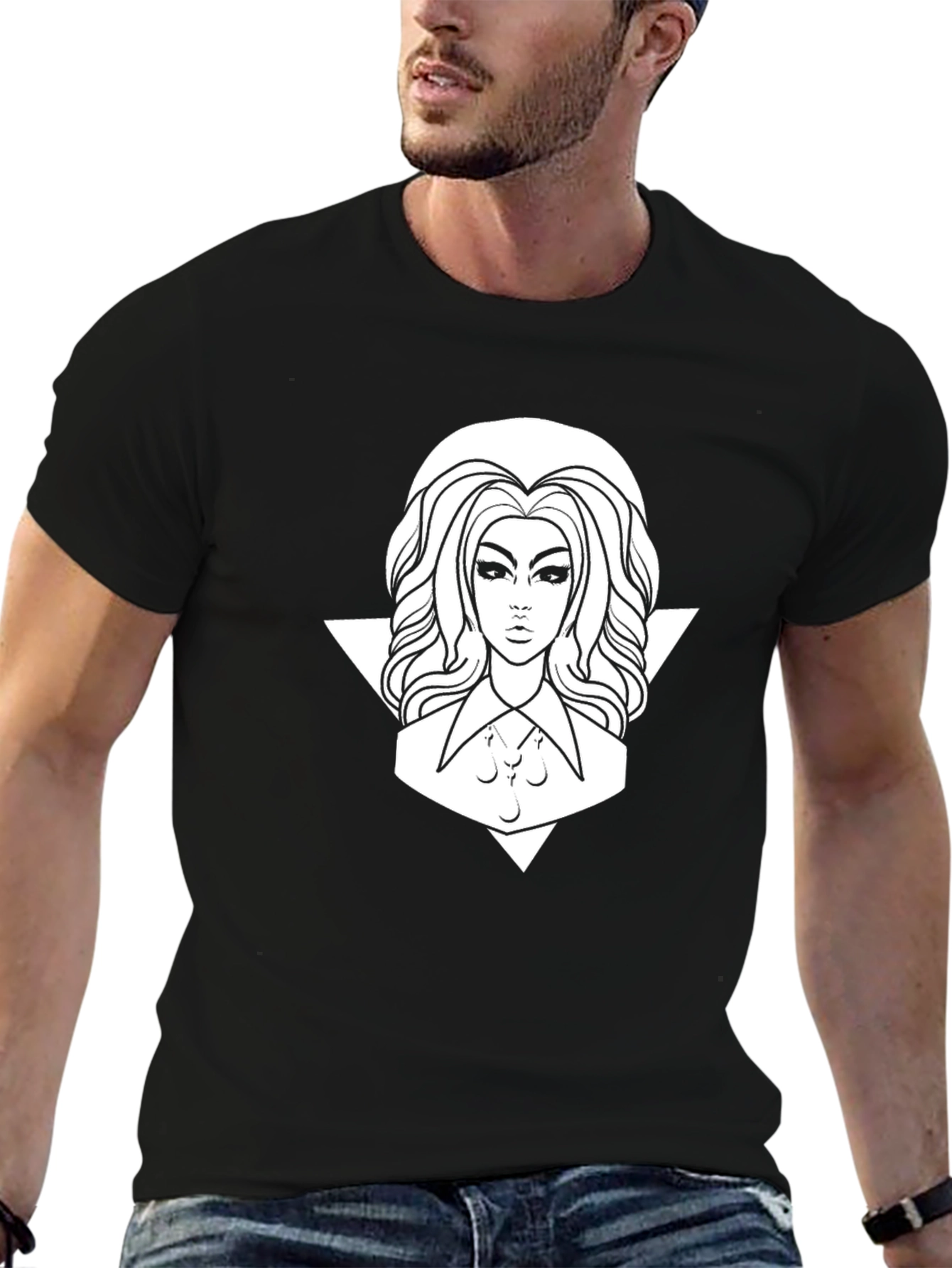 Black Mystic Woman Graphic T-Shirt - Black Cotton Tee view 6