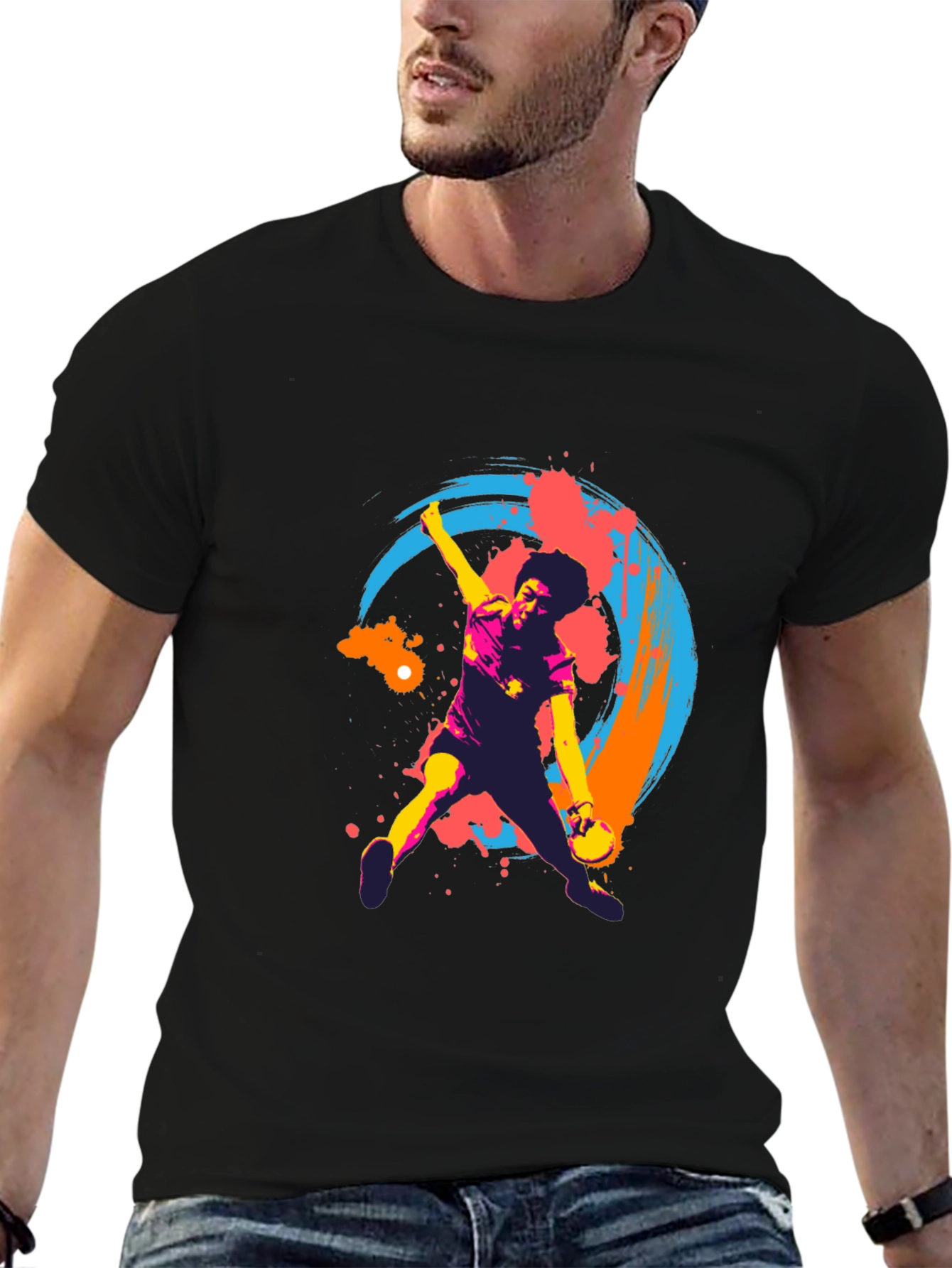 Abstract Sport Graphic Black T-Shirt - 6