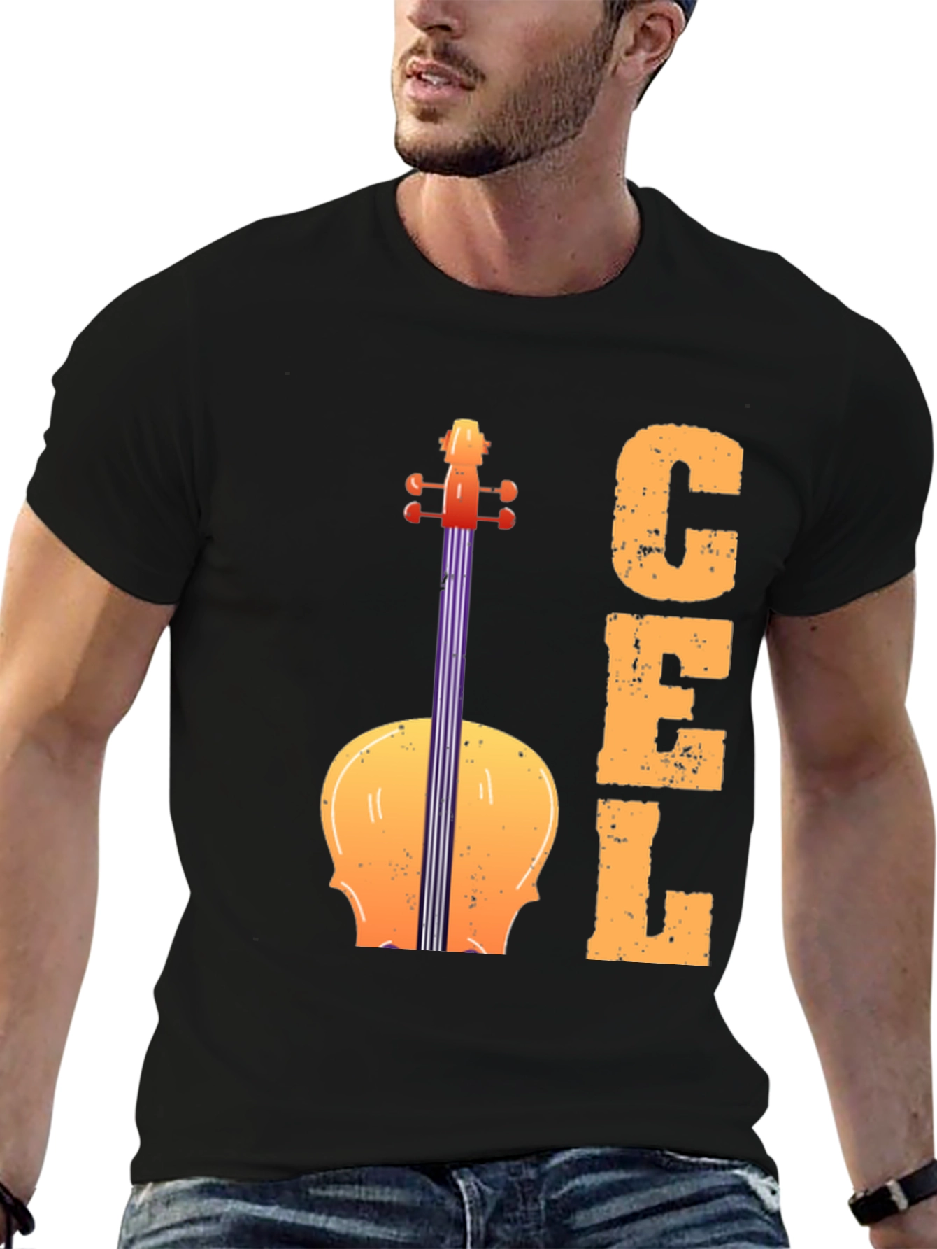 Black Cello Graphic Tee - Musical Instrument T-Shirt view 6