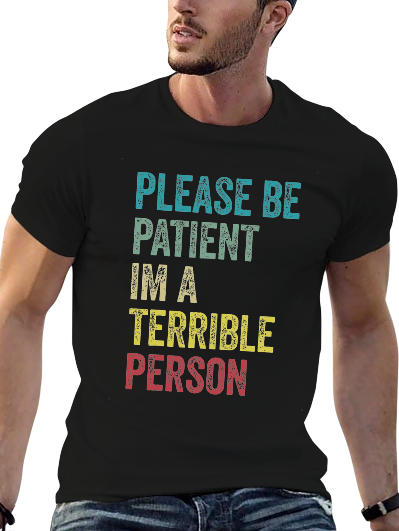 Black Please Be Patient Funny Graphic Tee view 6