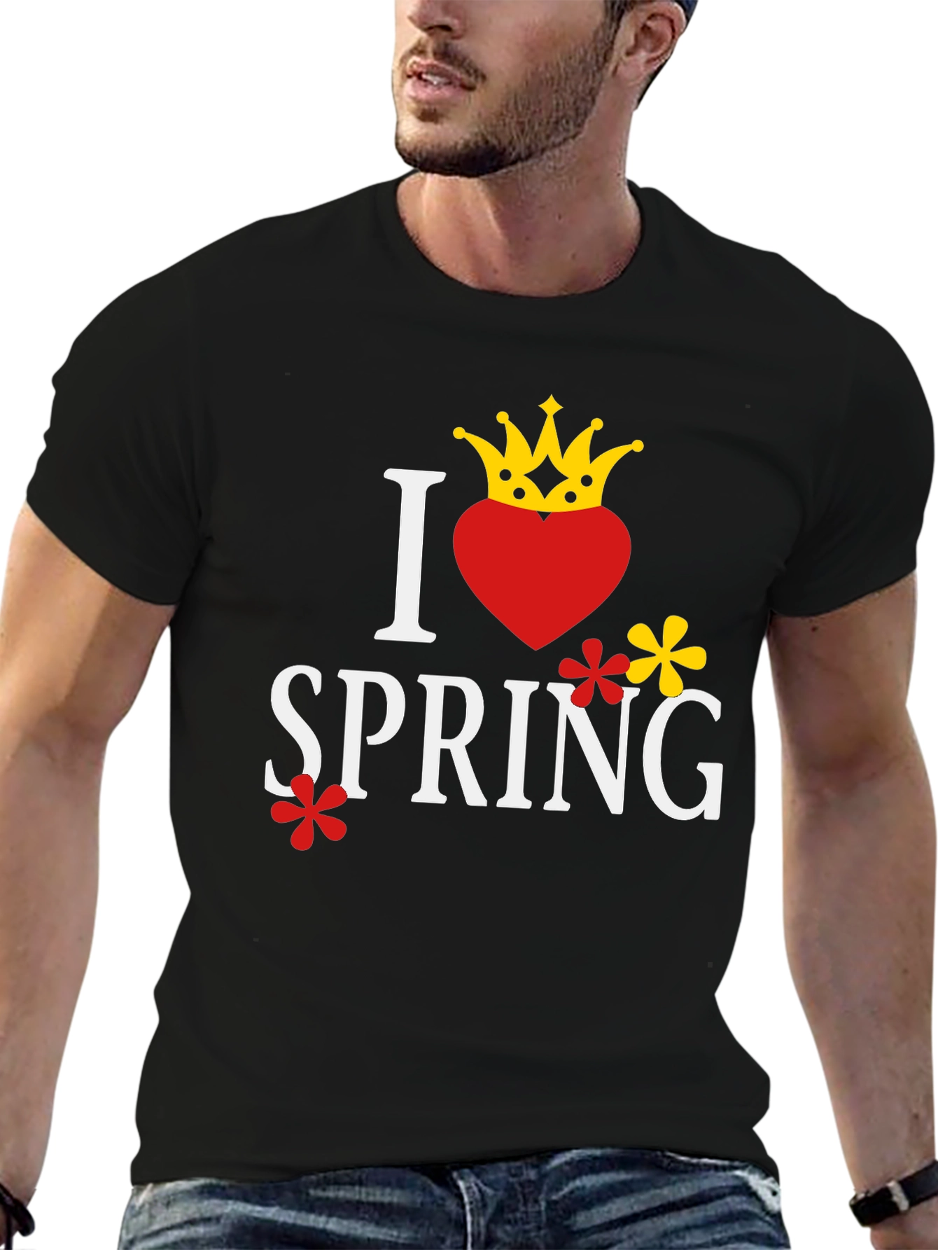 Black I Heart Spring Graphic Tee - Stylish Unisex T-Shirt view 6