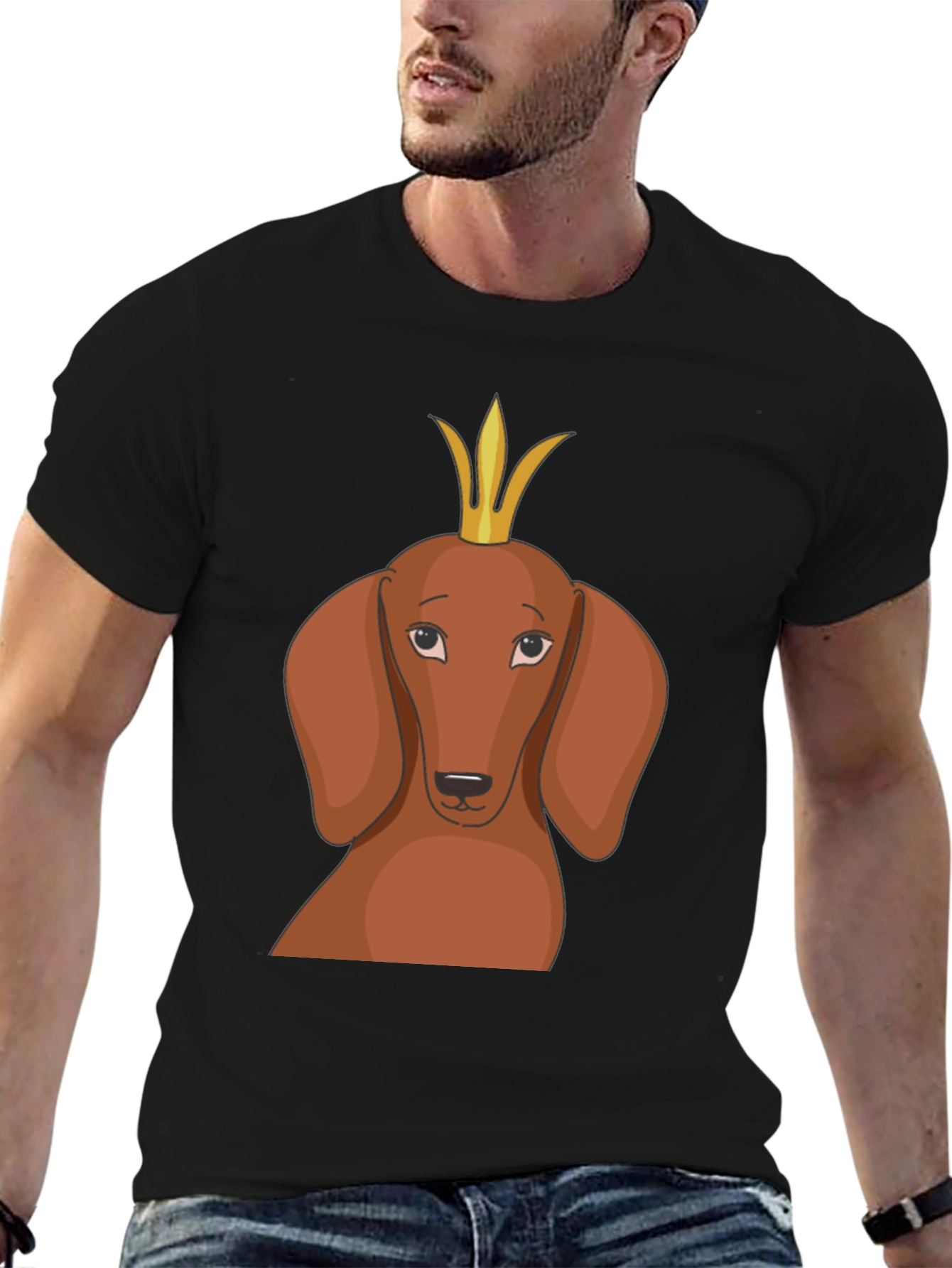 Black Dachshund King Graphic Tee - Black view 6
