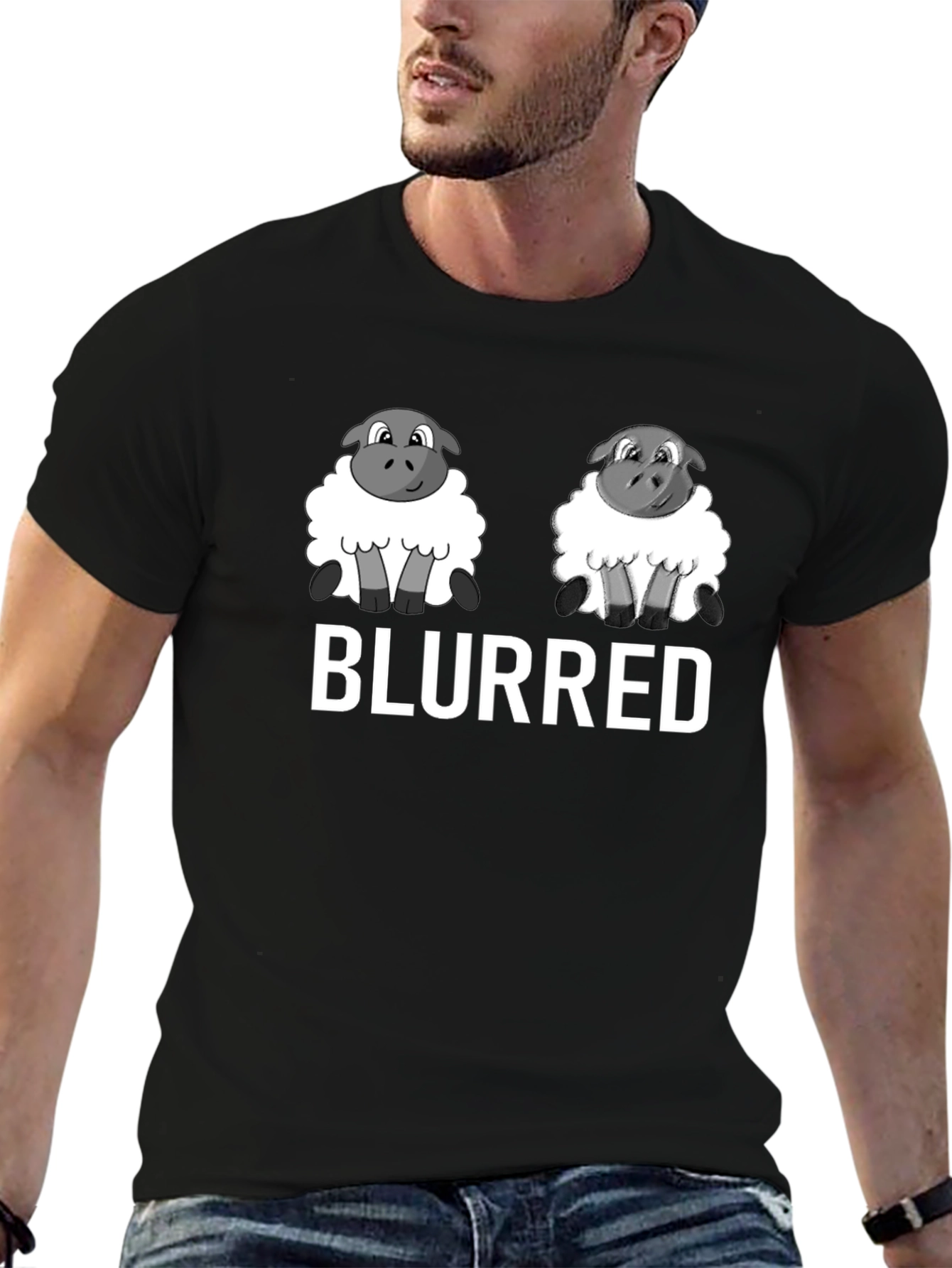 Black Blurred Sheep T-Shirt - Cute & Funny view 6