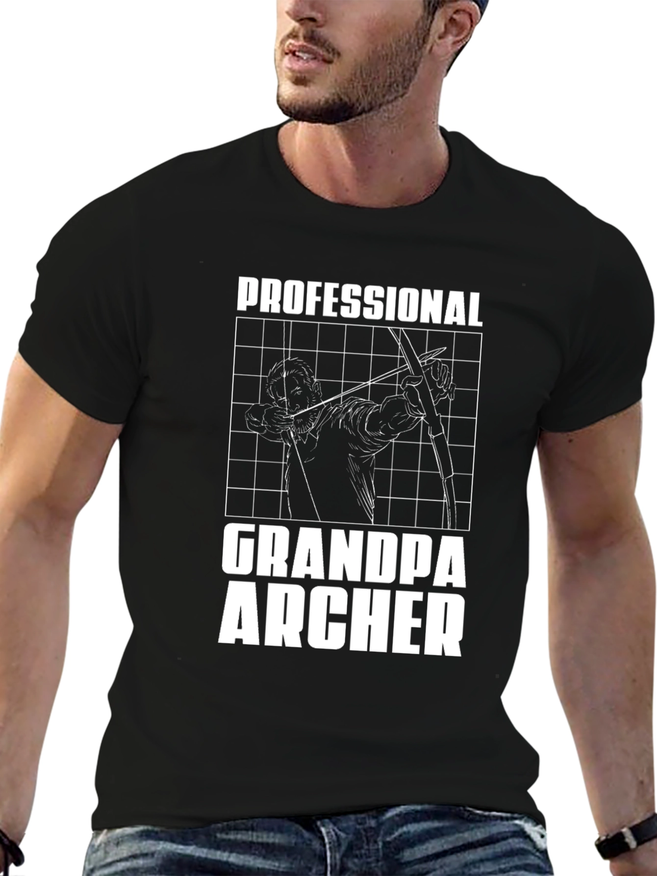 Black Grandpa Archer T-Shirt - Professional Archer Graphic Tee view 6