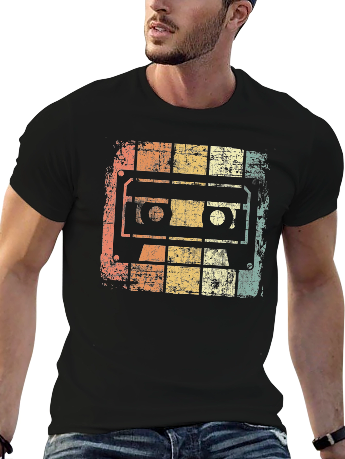 Black Retro Cassette Tape Graphic T-Shirt view 6