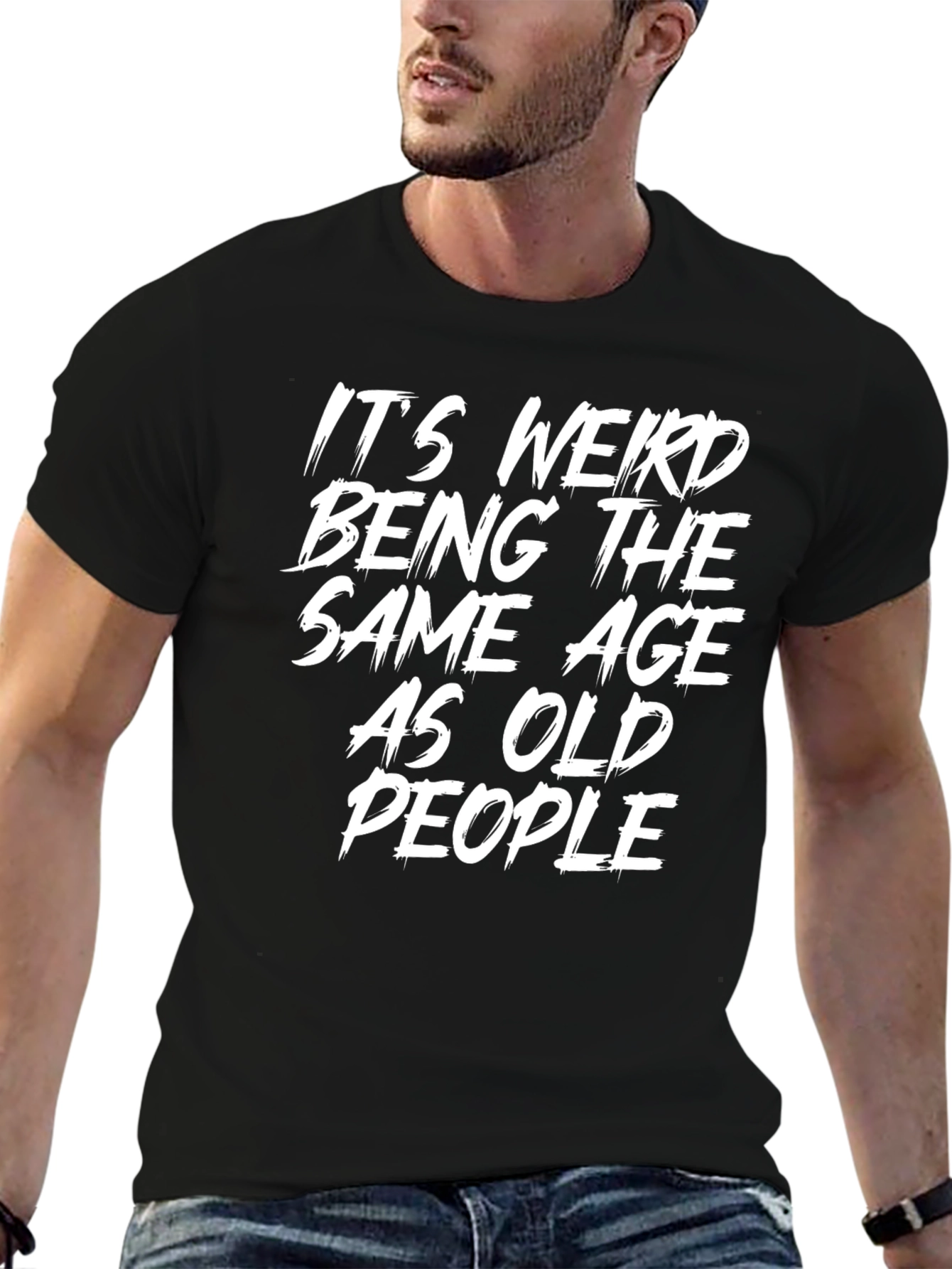 Black Funny 'Same Age as Old People' Black T-Shirt view 6