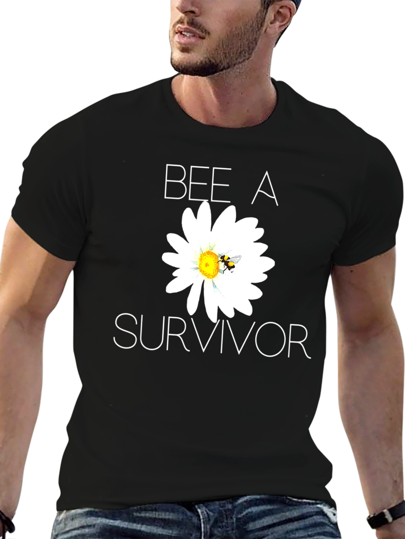 Black Bee A Survivor T-Shirt - Black Cotton Blend view 6