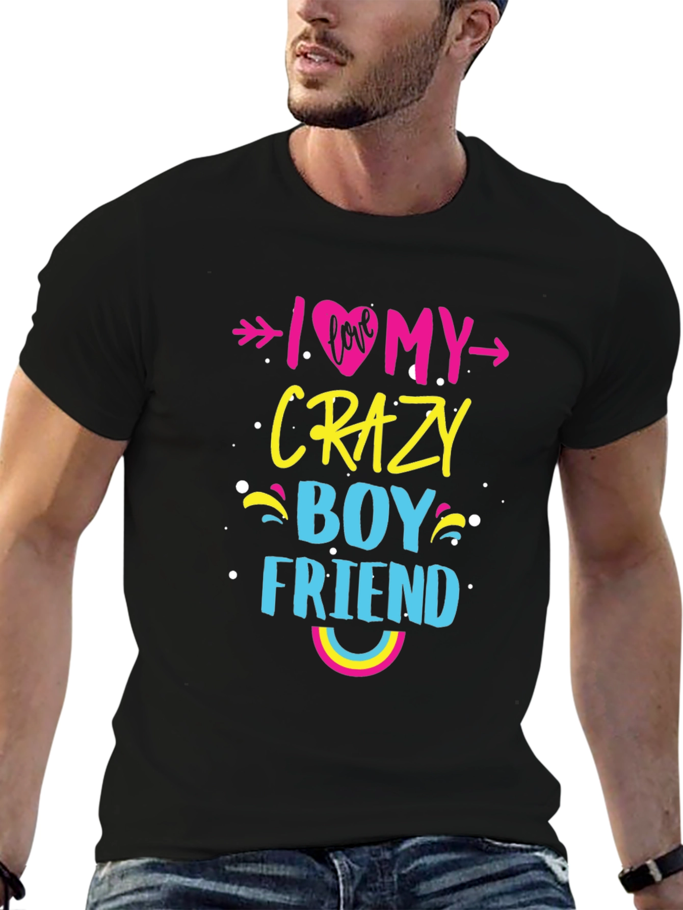 I Love My Crazy Boyfriend Graphic Tee - Trendy Casual Top - 6