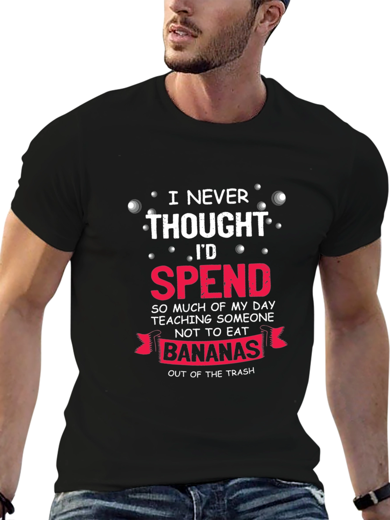 Black Funny Banana T-Shirt - Teaching Someone Not To Eat Out of the Trash view 6