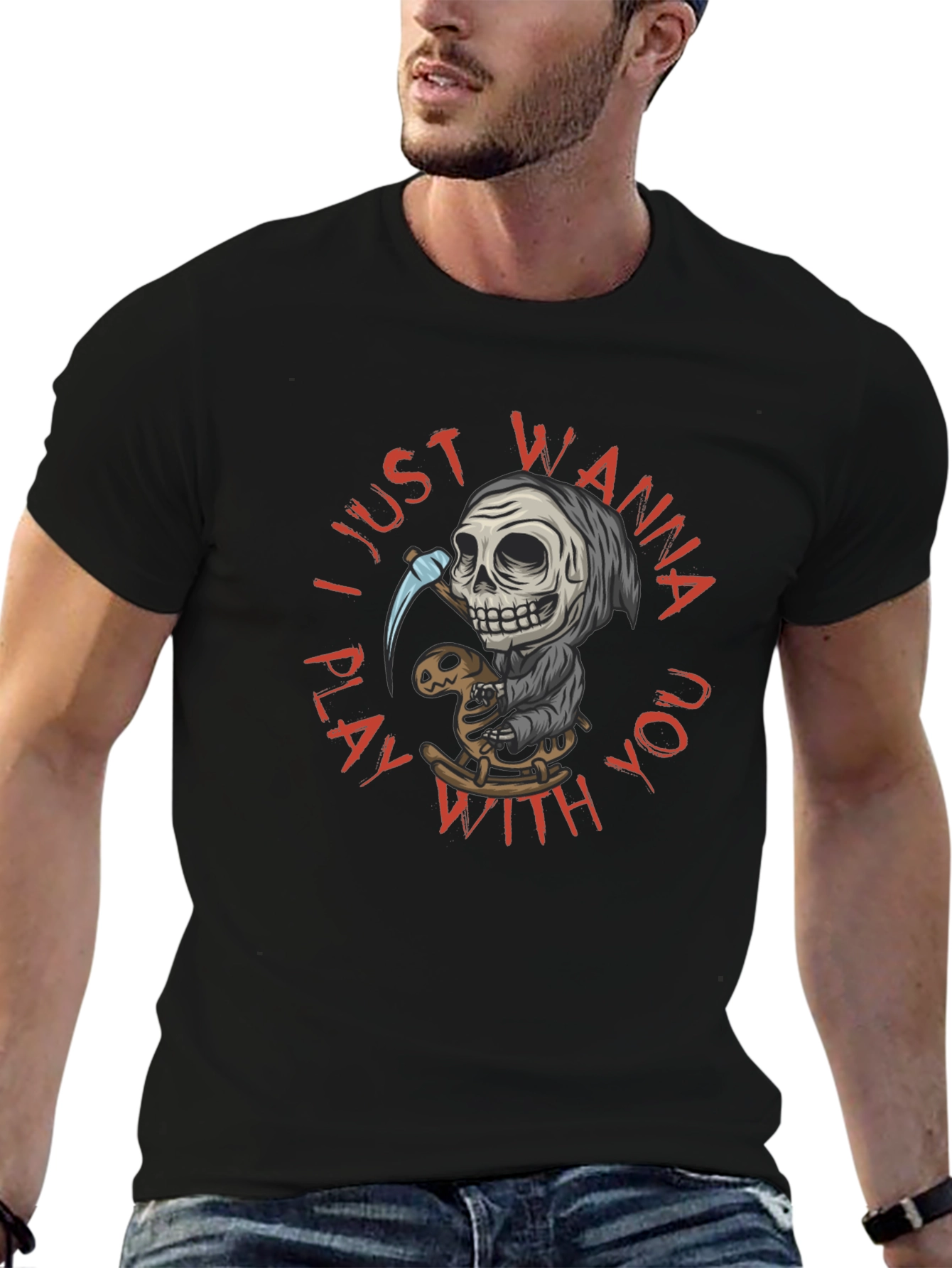 Black Grim Reaper Play T-Shirt - Wanna Play With You view 6