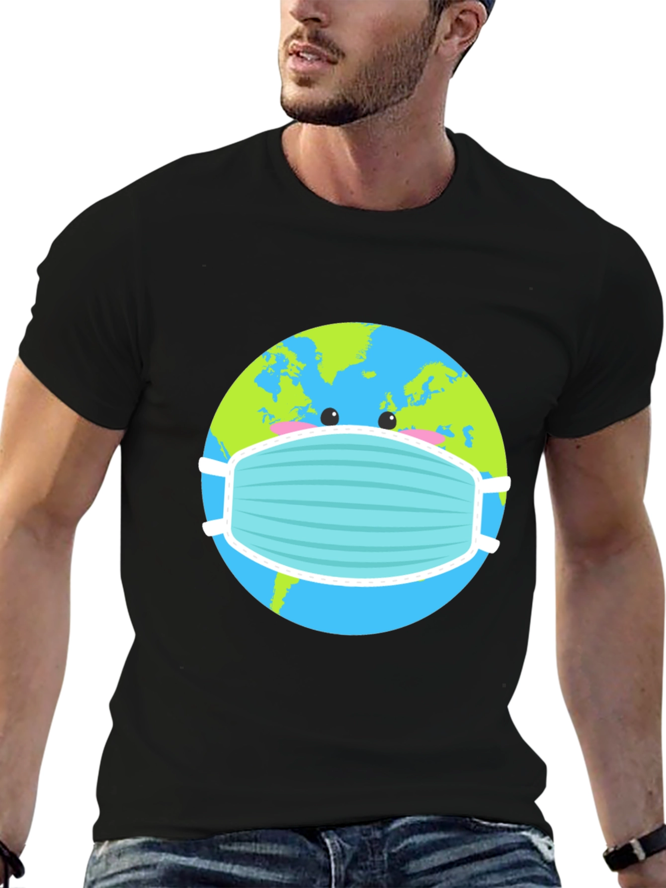 Earth with Mask Graphic Tee - Protect the Planet! - 6