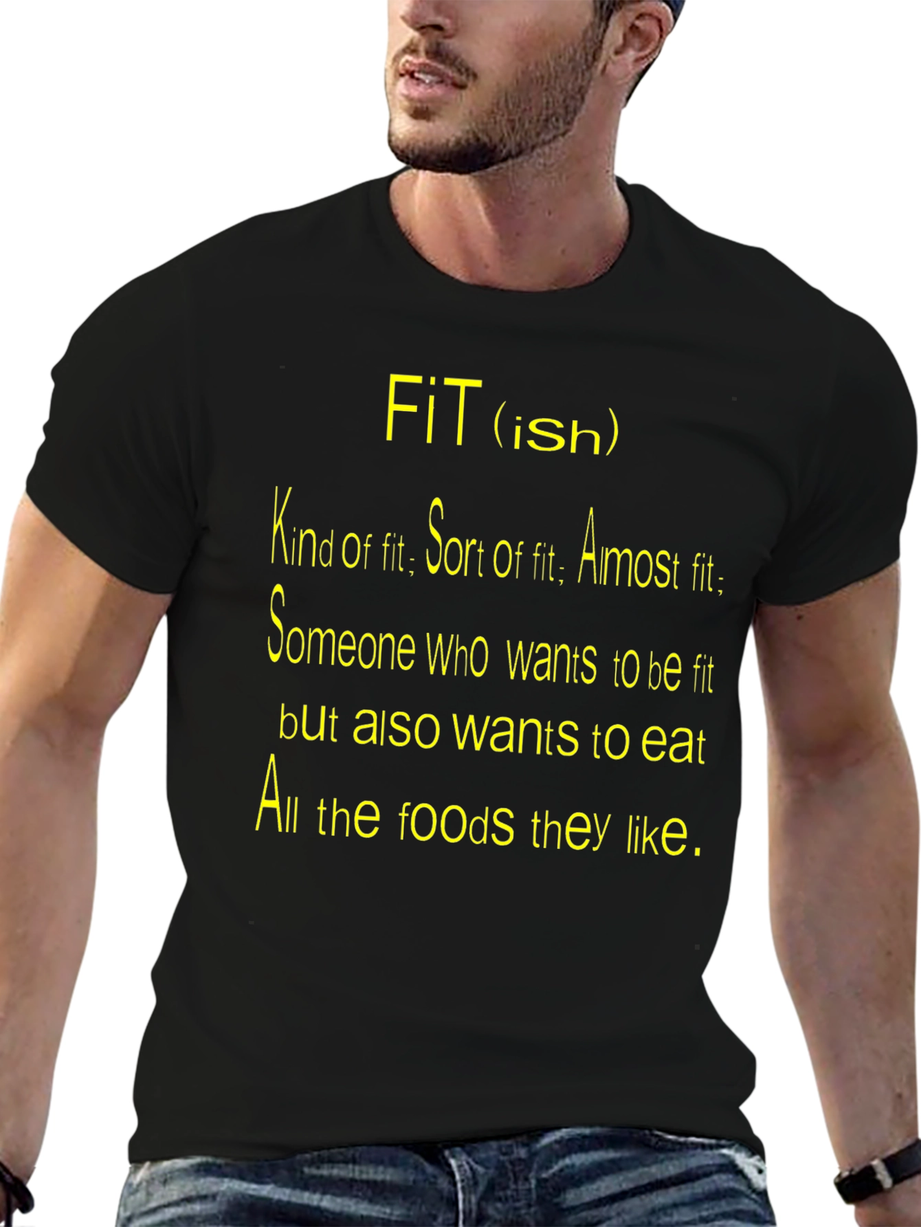 Black Funny "Fit(ish)" Graphic T-Shirt view 6
