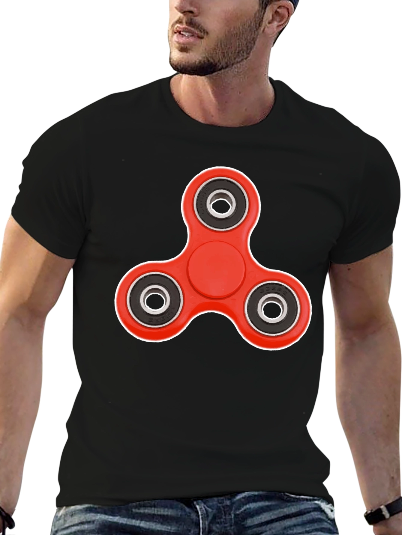 Black Fidget Spinner Graphic Tee - Trendy Casual Wear view 6