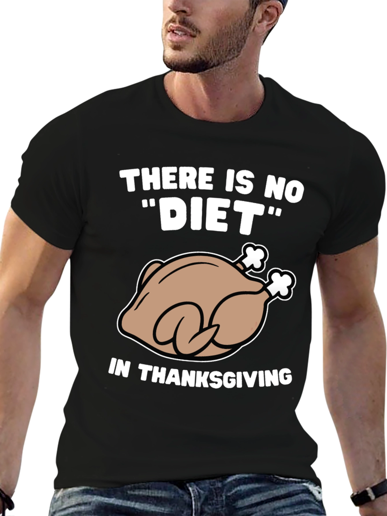 Black Thanksgiving Turkey Diet Humor T-Shirt view 6