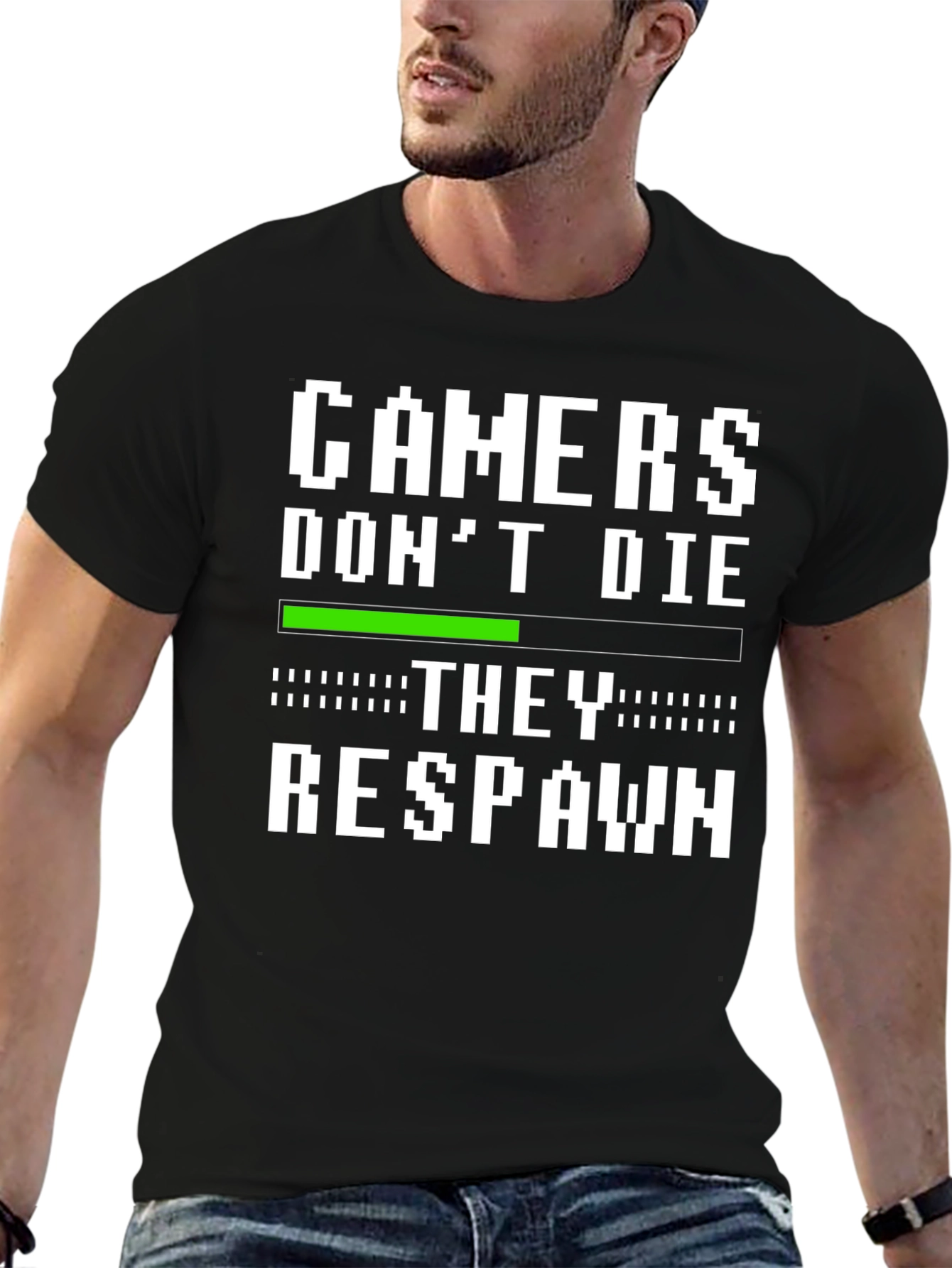 Black Gamers Don't Die T-Shirt - They Respawn! view 6