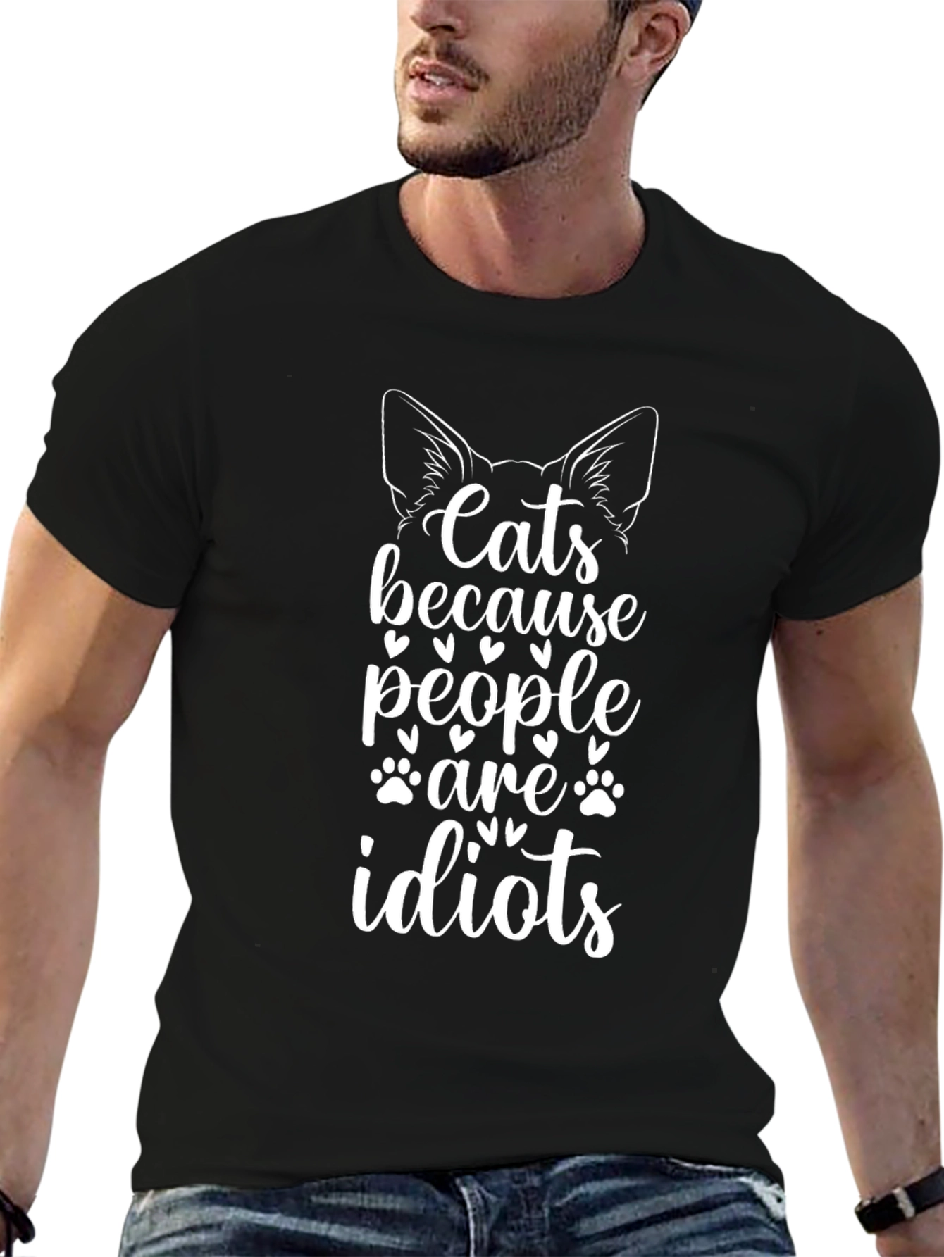 Black Cats Because People Are Idiots T-Shirt view 6