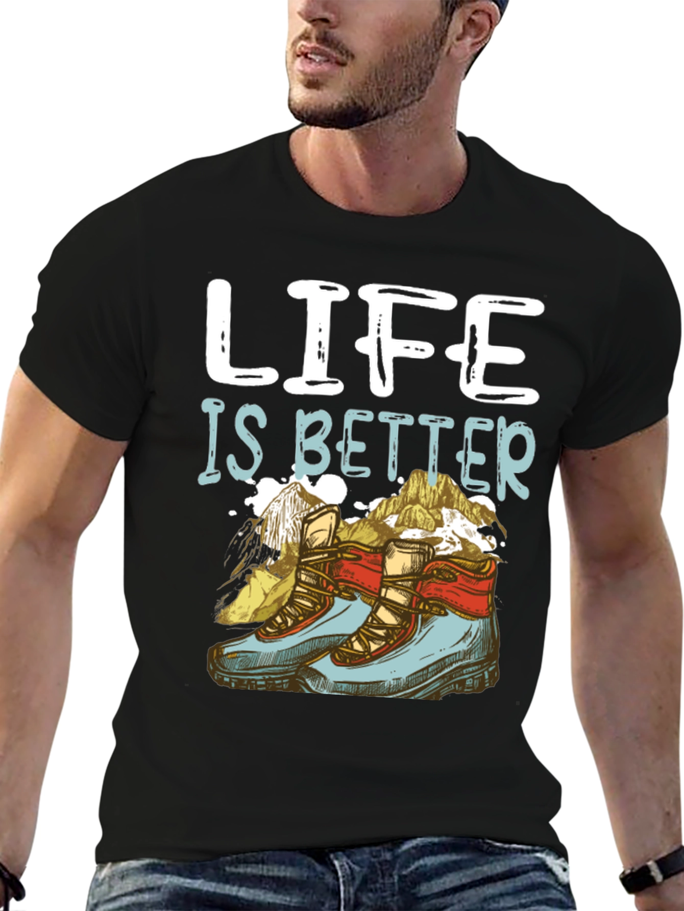 Black Life Is Better Hiking T-Shirt view 6