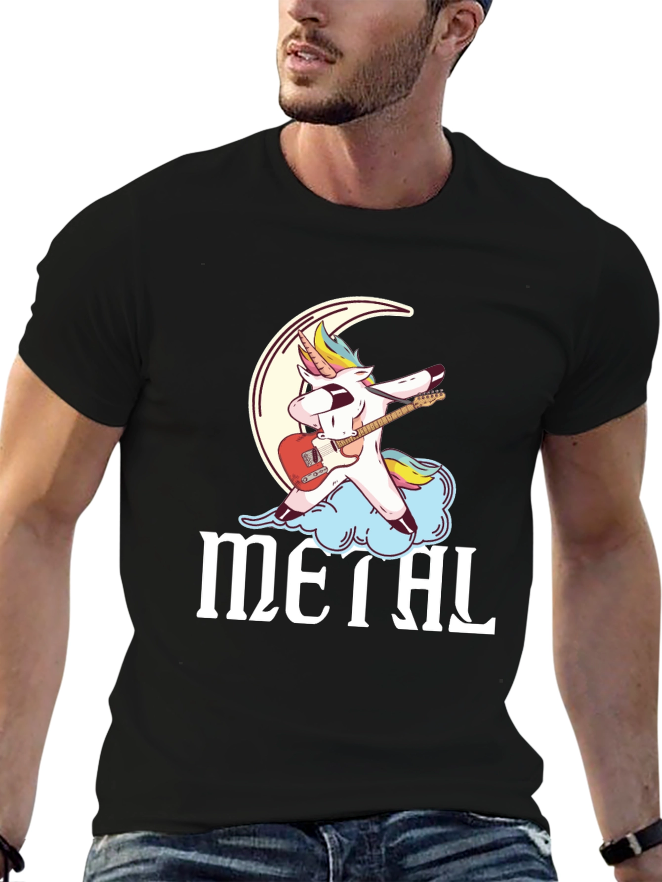Black Unicorn Metal Dab T-Shirt - Rock On! view 6
