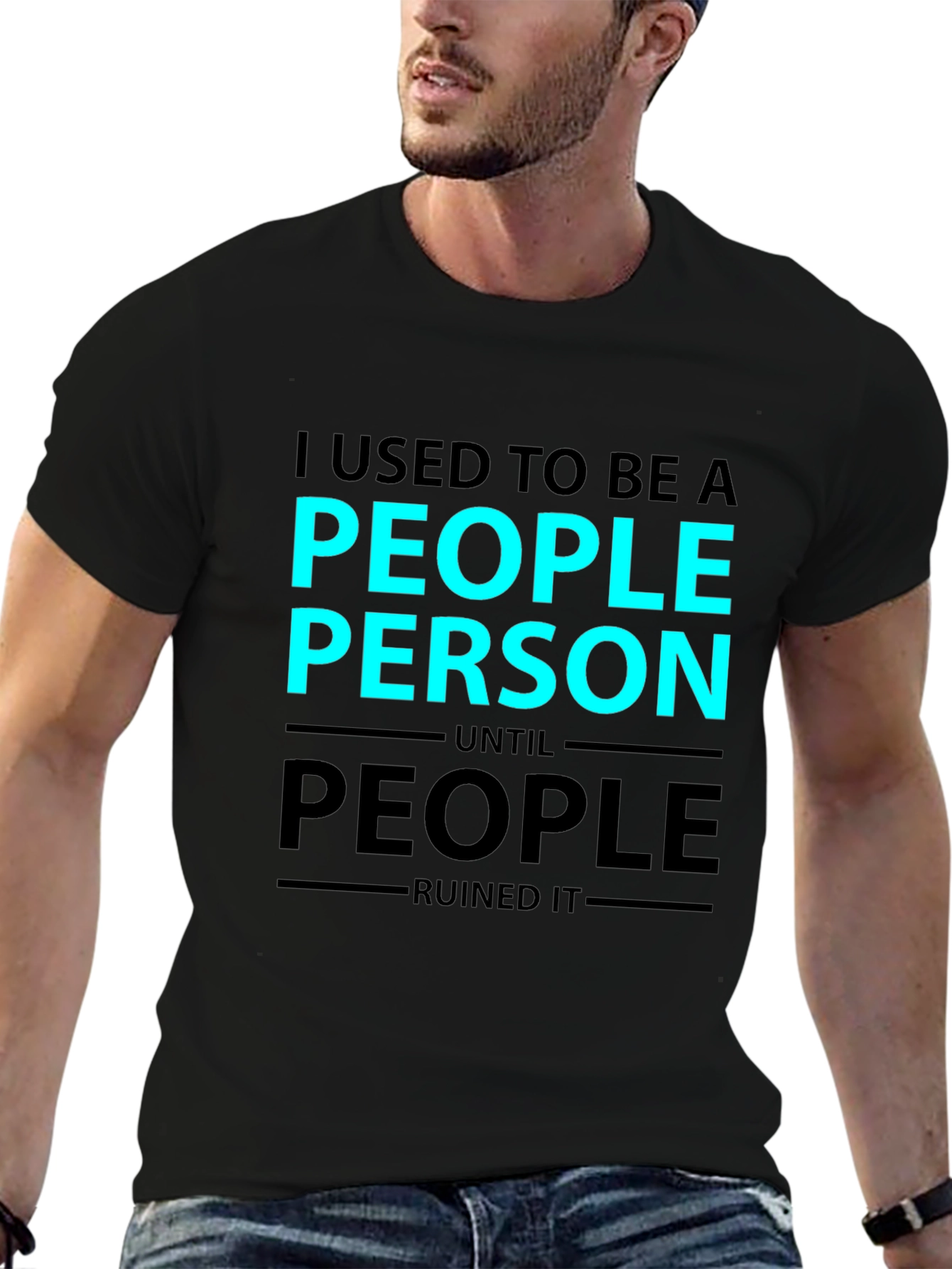 Black I Used To Be a People Person Graphic T-Shirt view 6