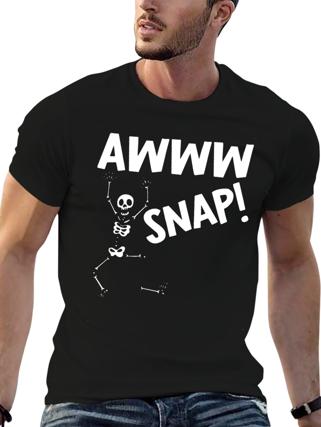 Black Awww Snap! Skeleton Graphic Tee view 6