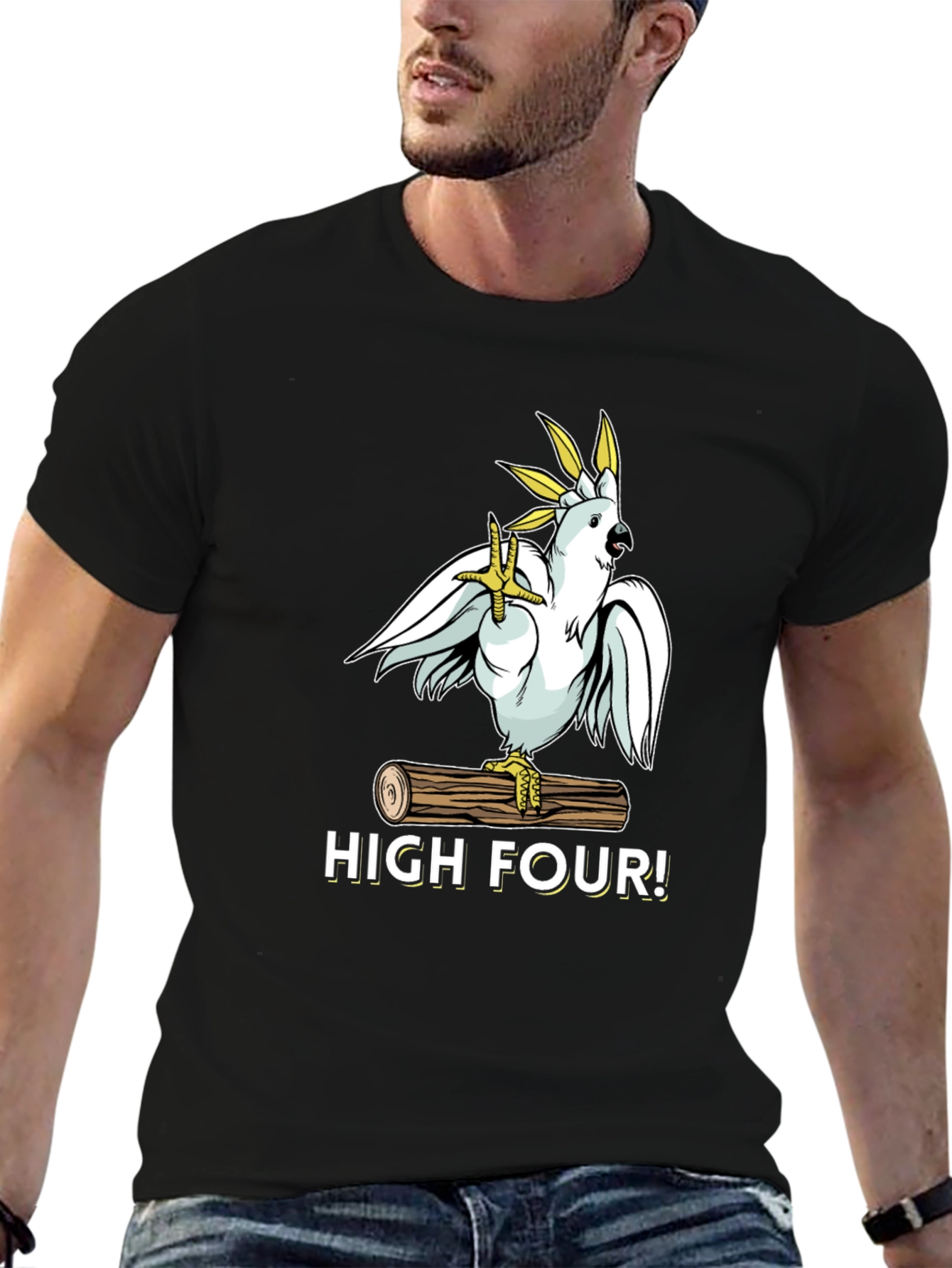 Black High Four! Cockatoo T-Shirt view 6