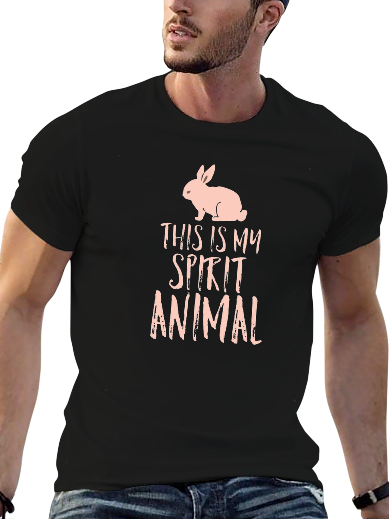 Black Rabbit Spirit Animal Graphic T-Shirt view 6