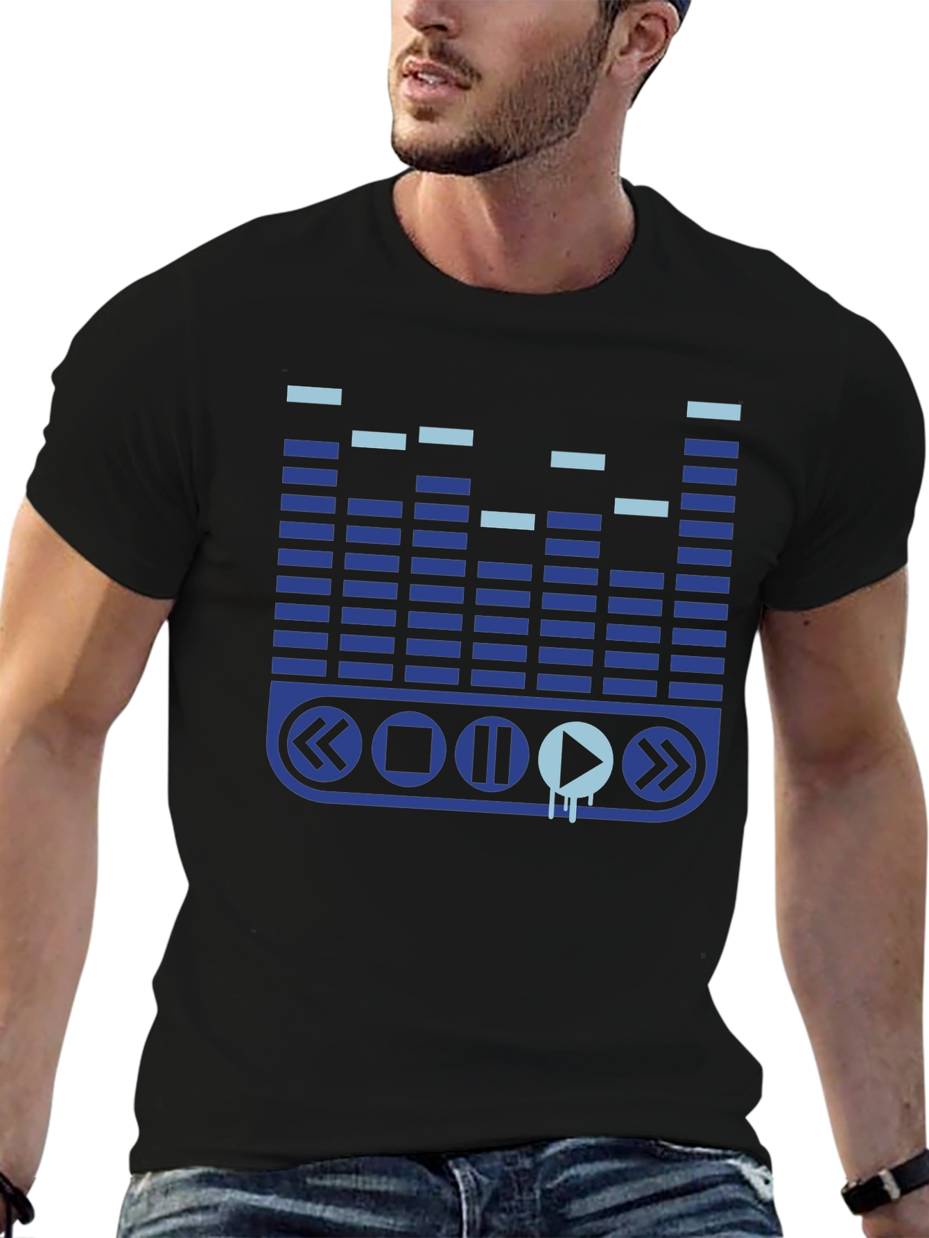Black Music Equalizer Men's Graphic Tee view 6
