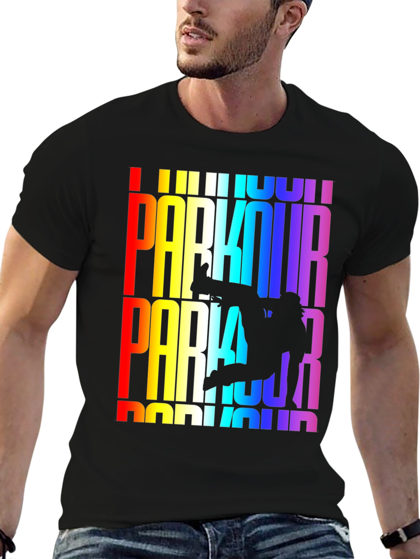 Black Rainbow Parkour Graphic Tee - Black view 6