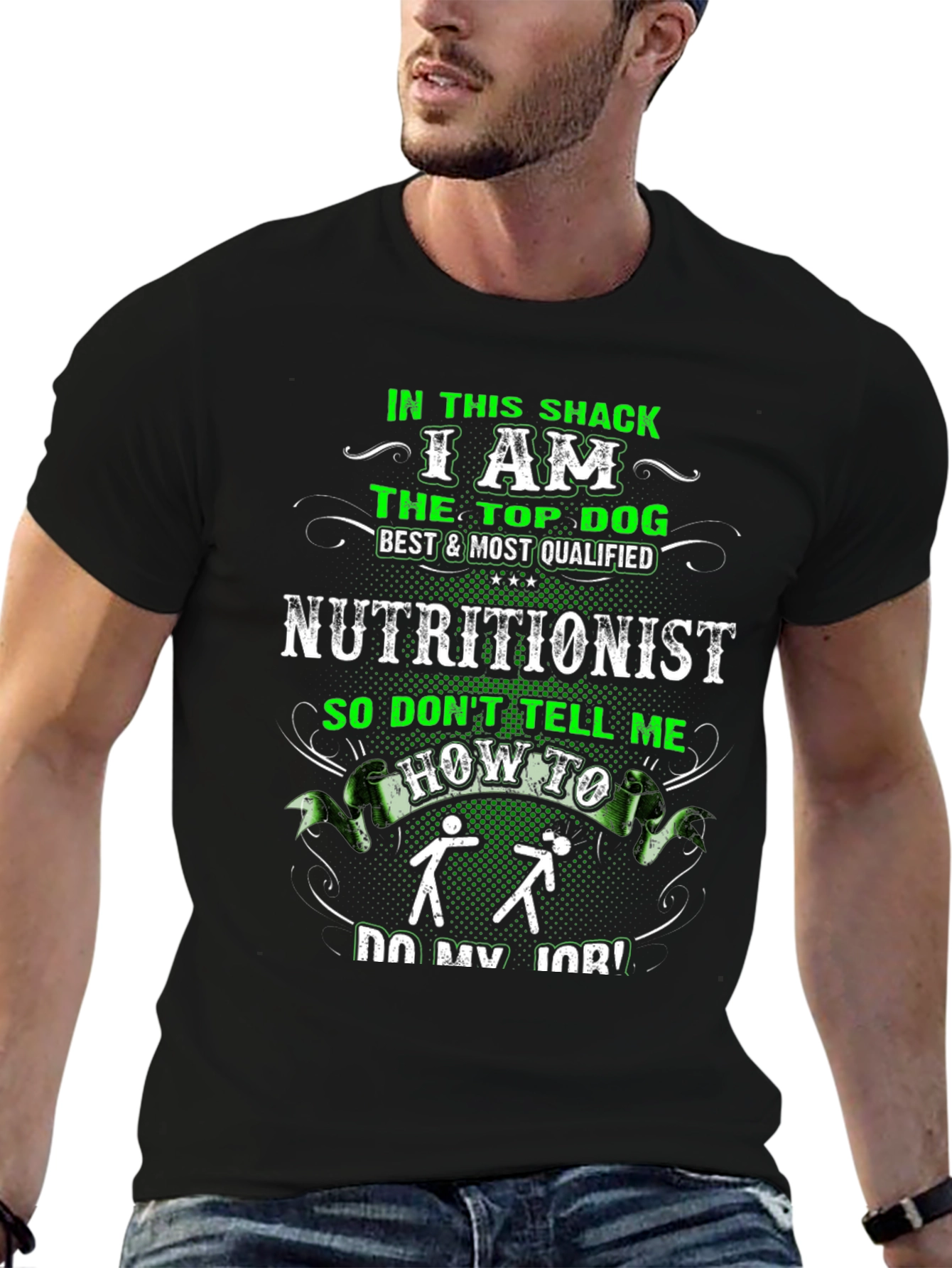 Black Nutritionist Top Dog T-Shirt - "In This Shack" view 6