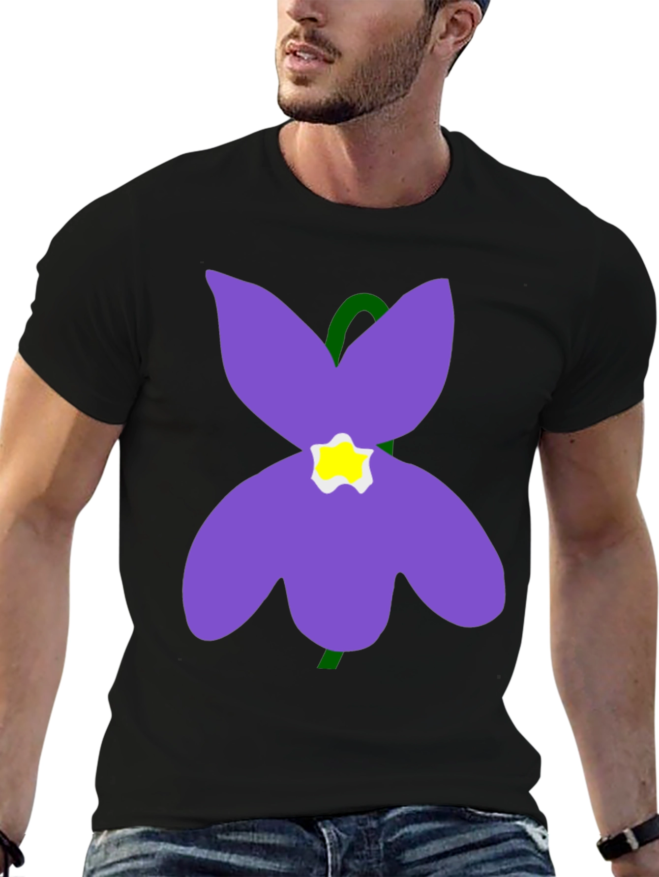Black Flower Graphic T-Shirt - Soft Cotton Casual Wear view 6