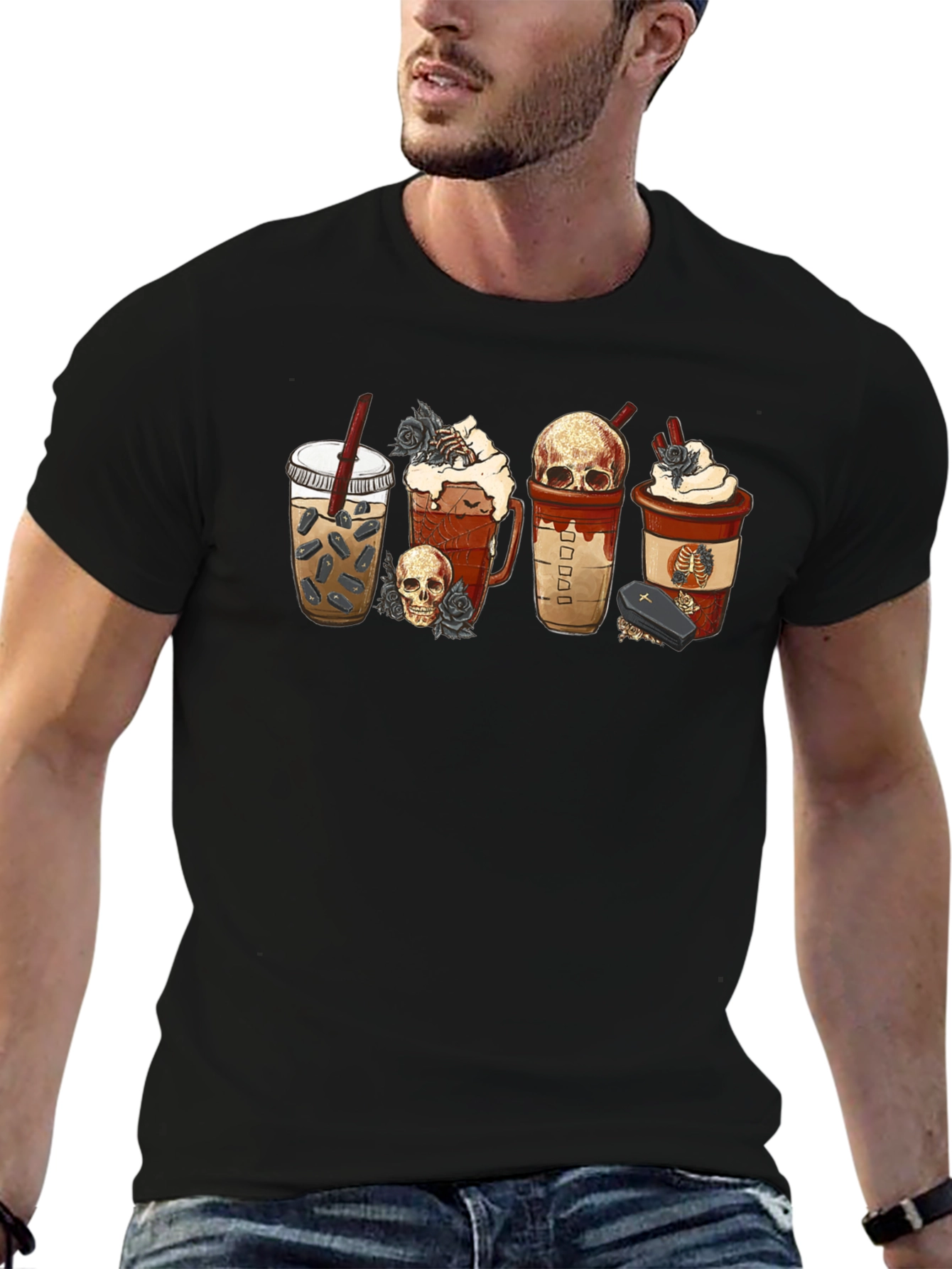 Black Gothic Coffee Lover T-Shirt view 6