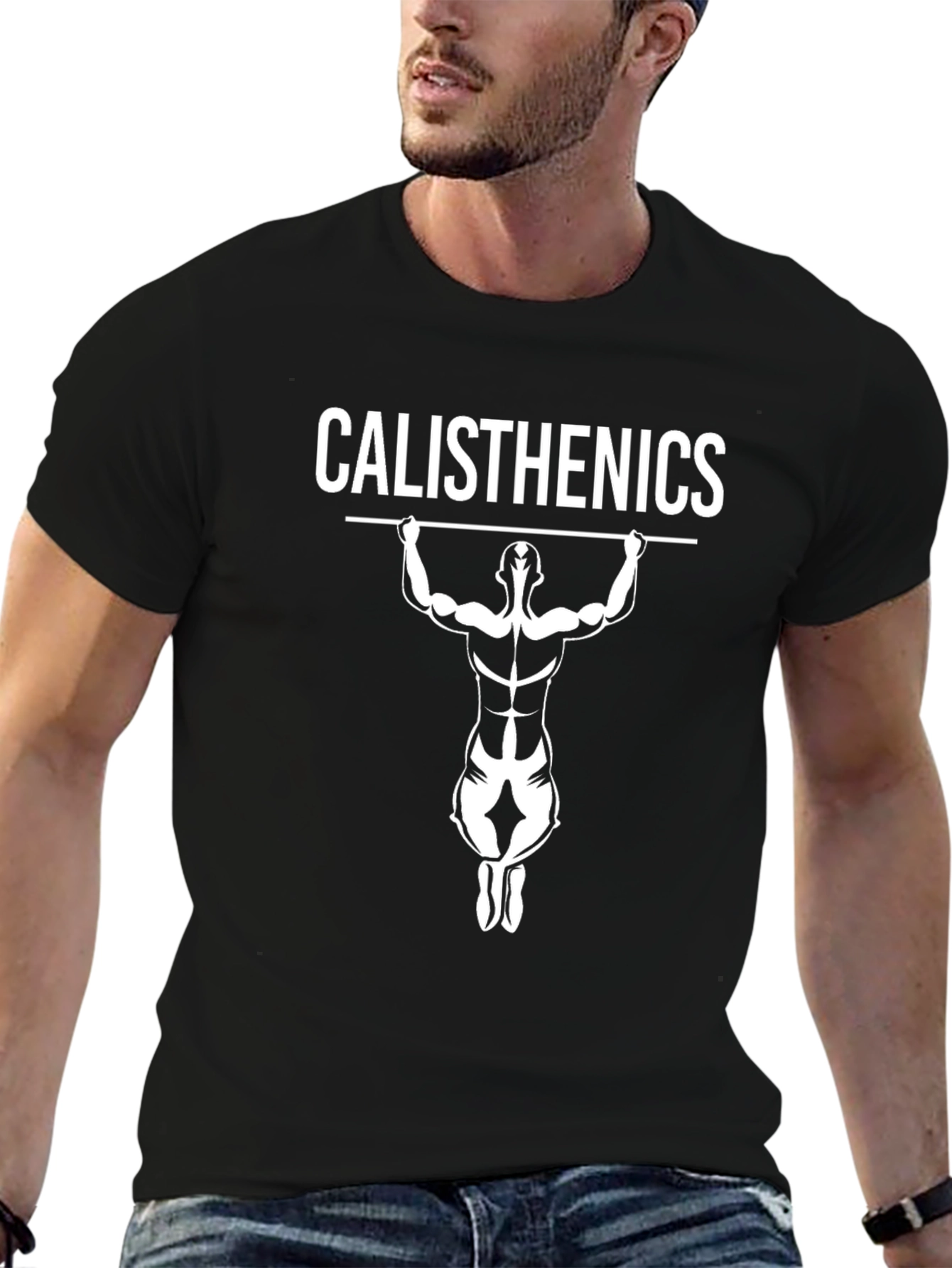 Black Calisthenics Graphic T-Shirt - Black, Fitness Apparel view 6