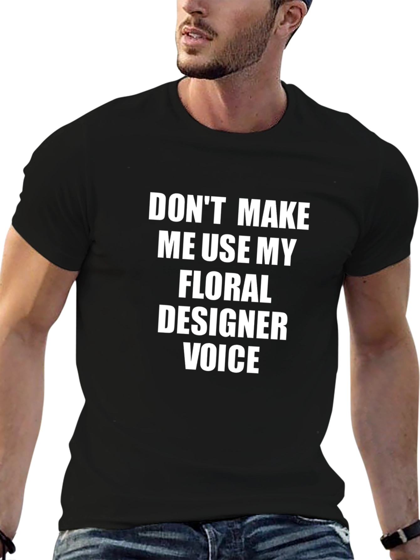 Black Floral Designer Voice T-Shirt - Funny Graphic Tee view 6