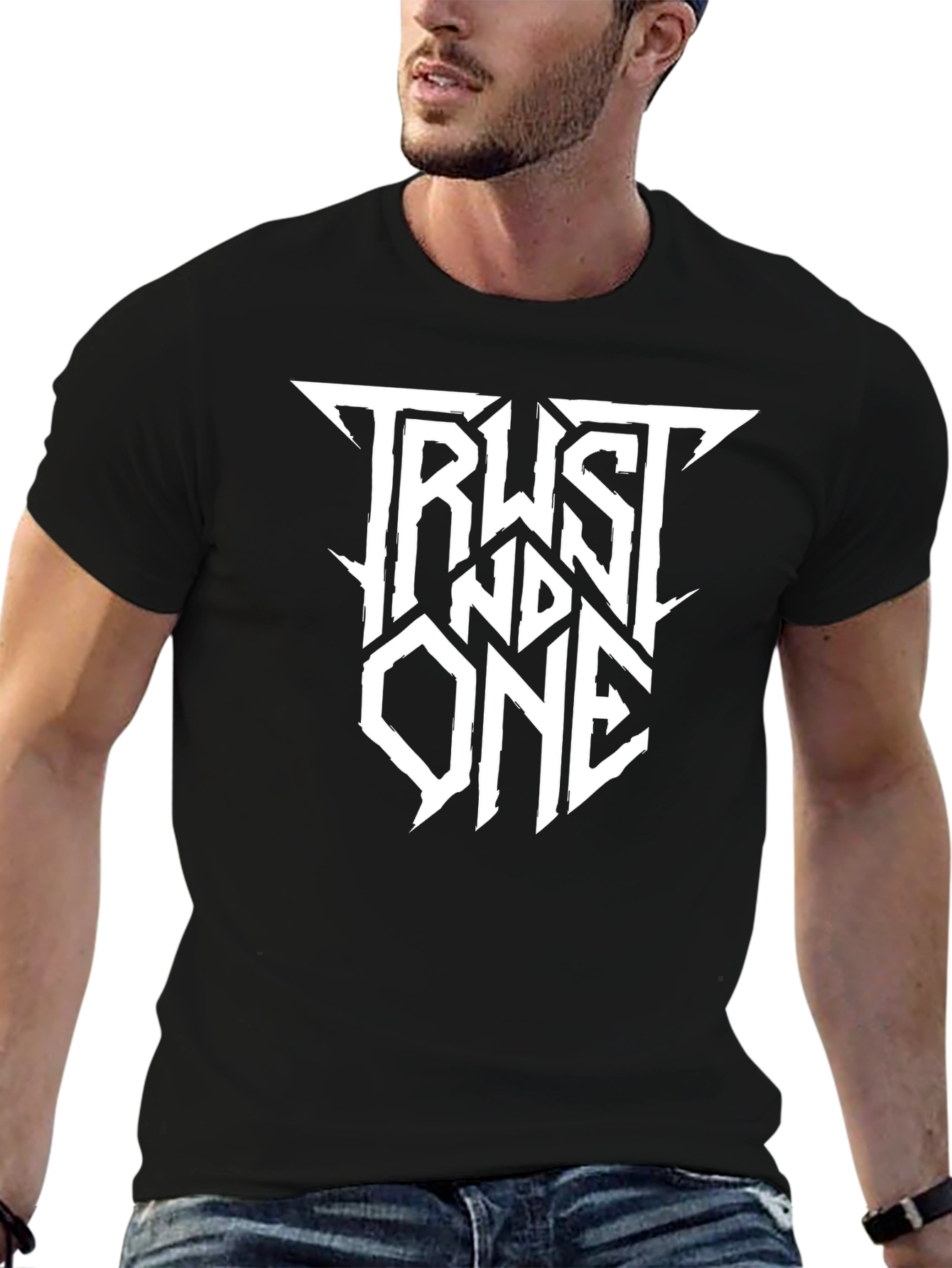 Black Trust No One Graphic T-Shirt - Black Cotton Tee view 6