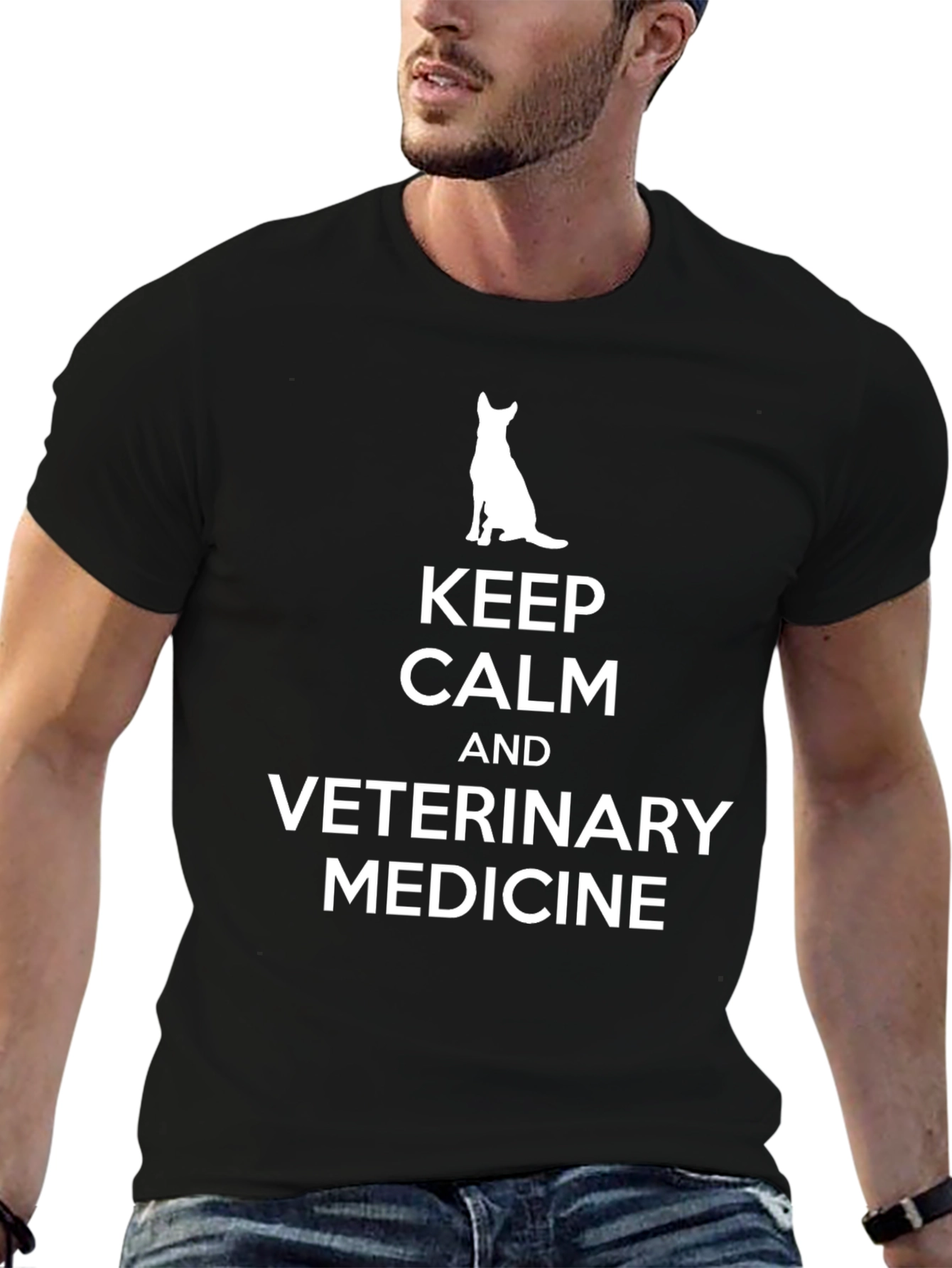 Black Keep Calm Veterinary Medicine T-Shirt view 6