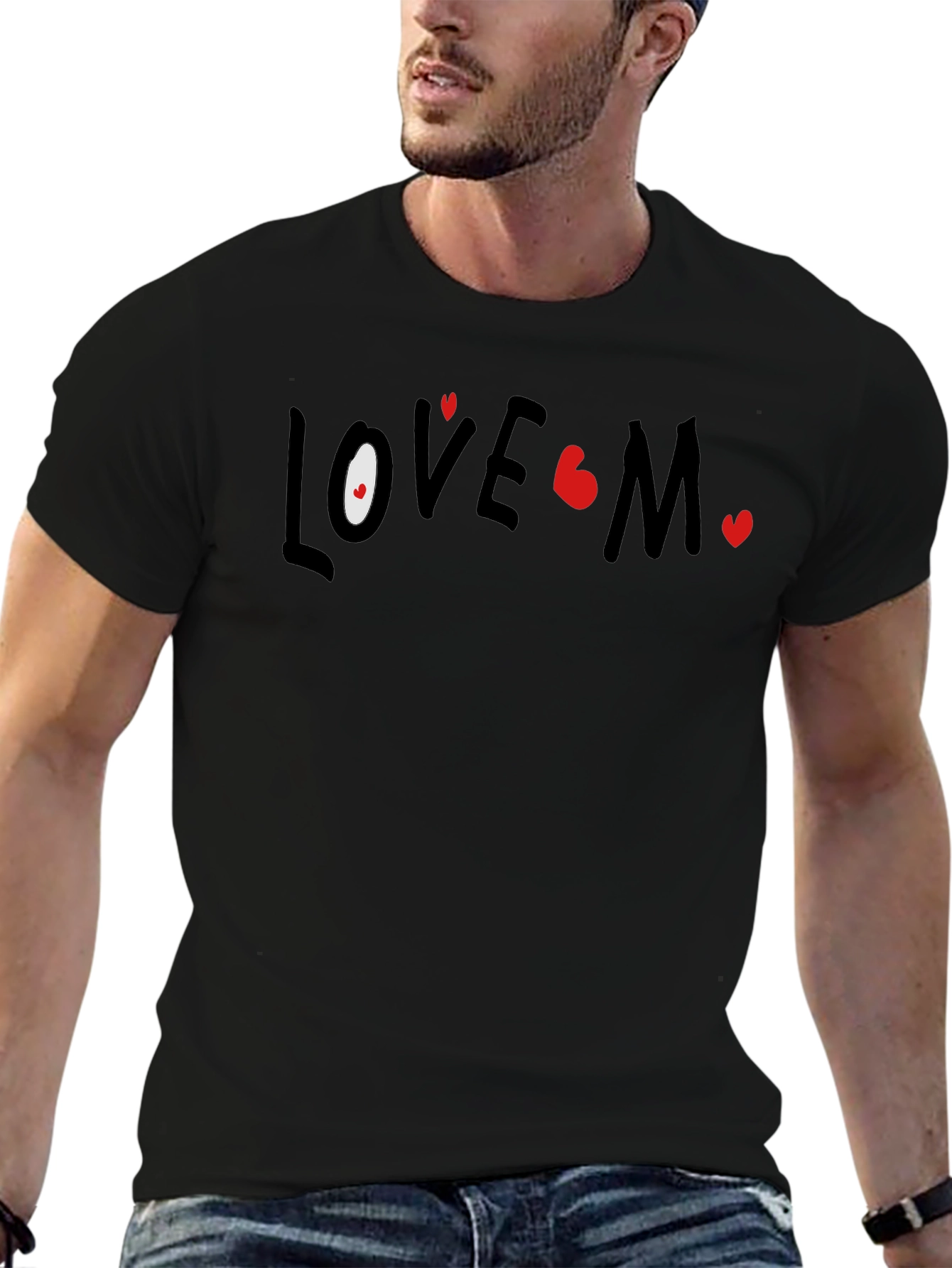 Black Love Me T-Shirt - Heart Accents view 6