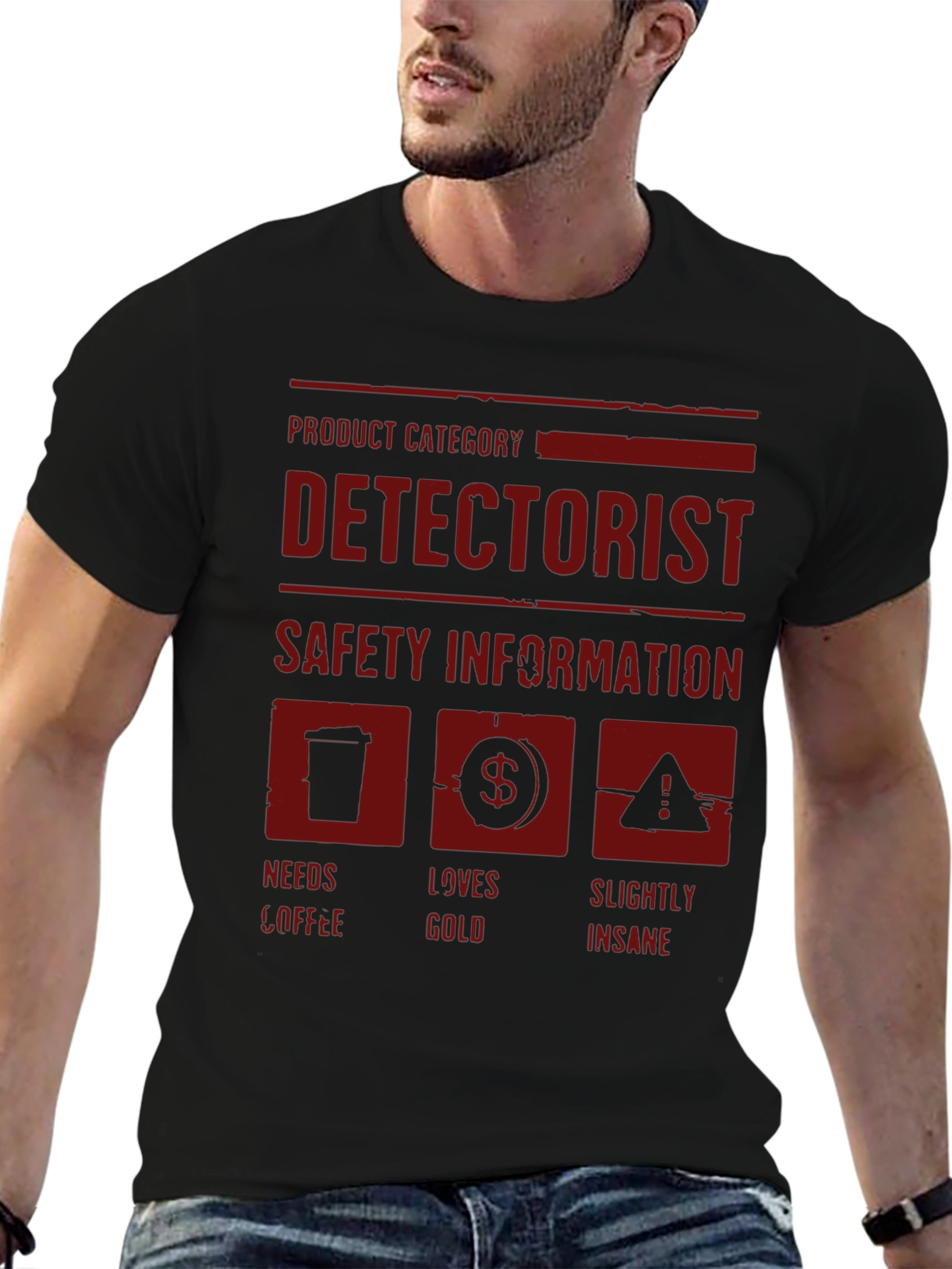 Black Detectorist Funny T-Shirt, Metal Detecting Gift  view 6