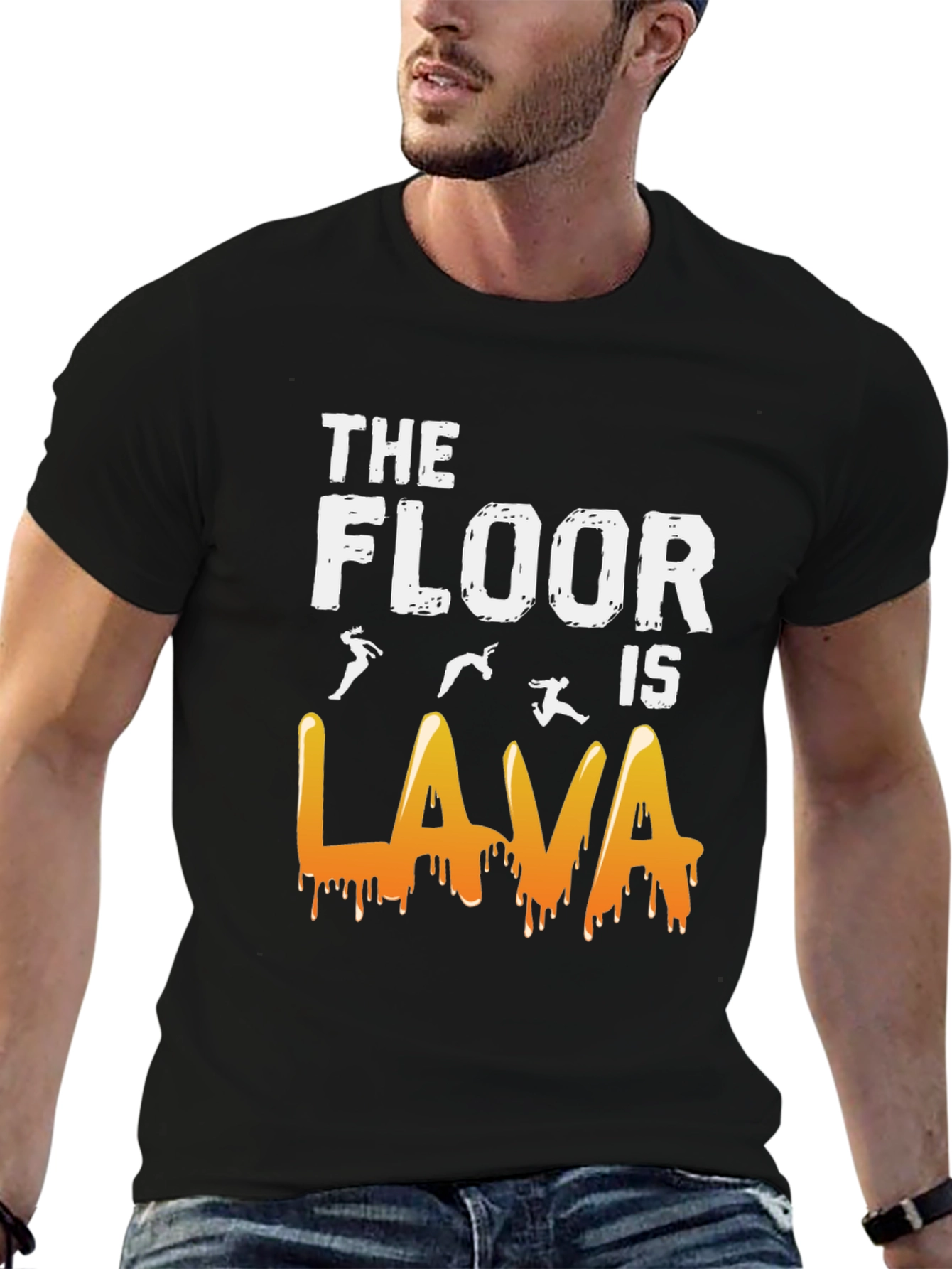 Black The Floor is Lava Graphic Tee - Fun Novelty T-Shirt view 6